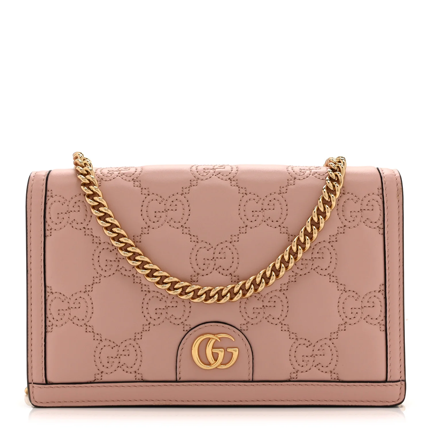 Calfskin GG Matelasse Chain Wallet Rhodamine Light Pink