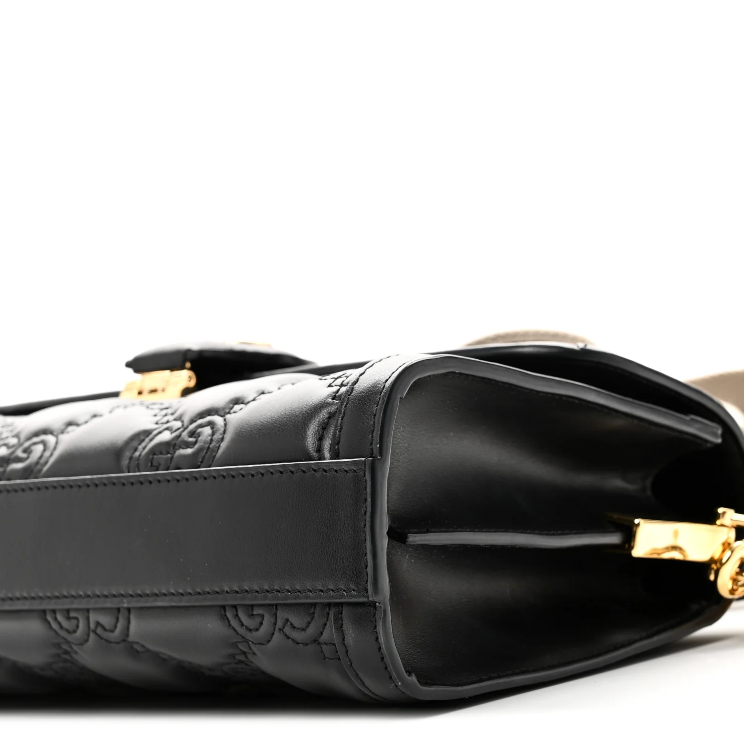 Calfskin GG Matelasse Small Flap Shoulder Bag Black Natural - Image 10