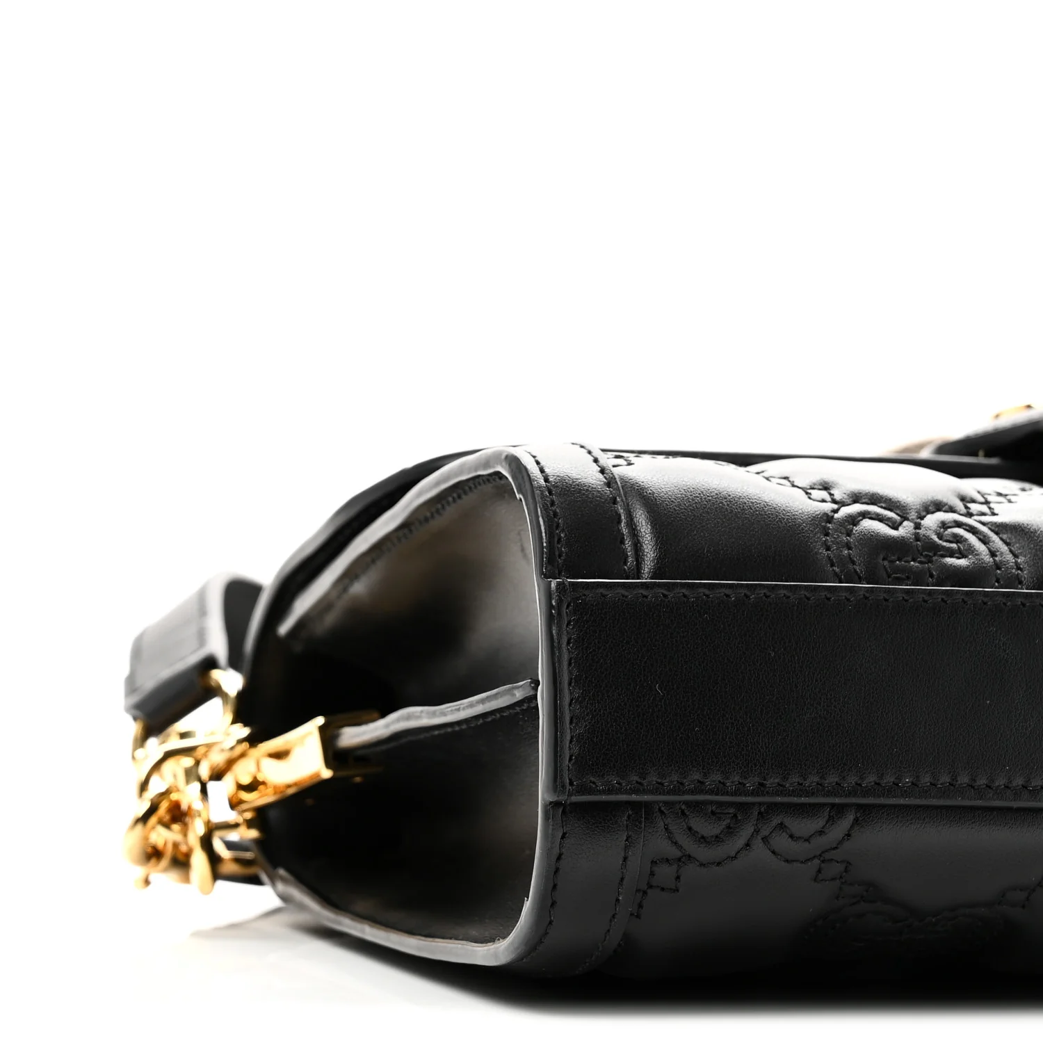 Calfskin GG Matelasse Small Flap Shoulder Bag Black Natural - Image 9