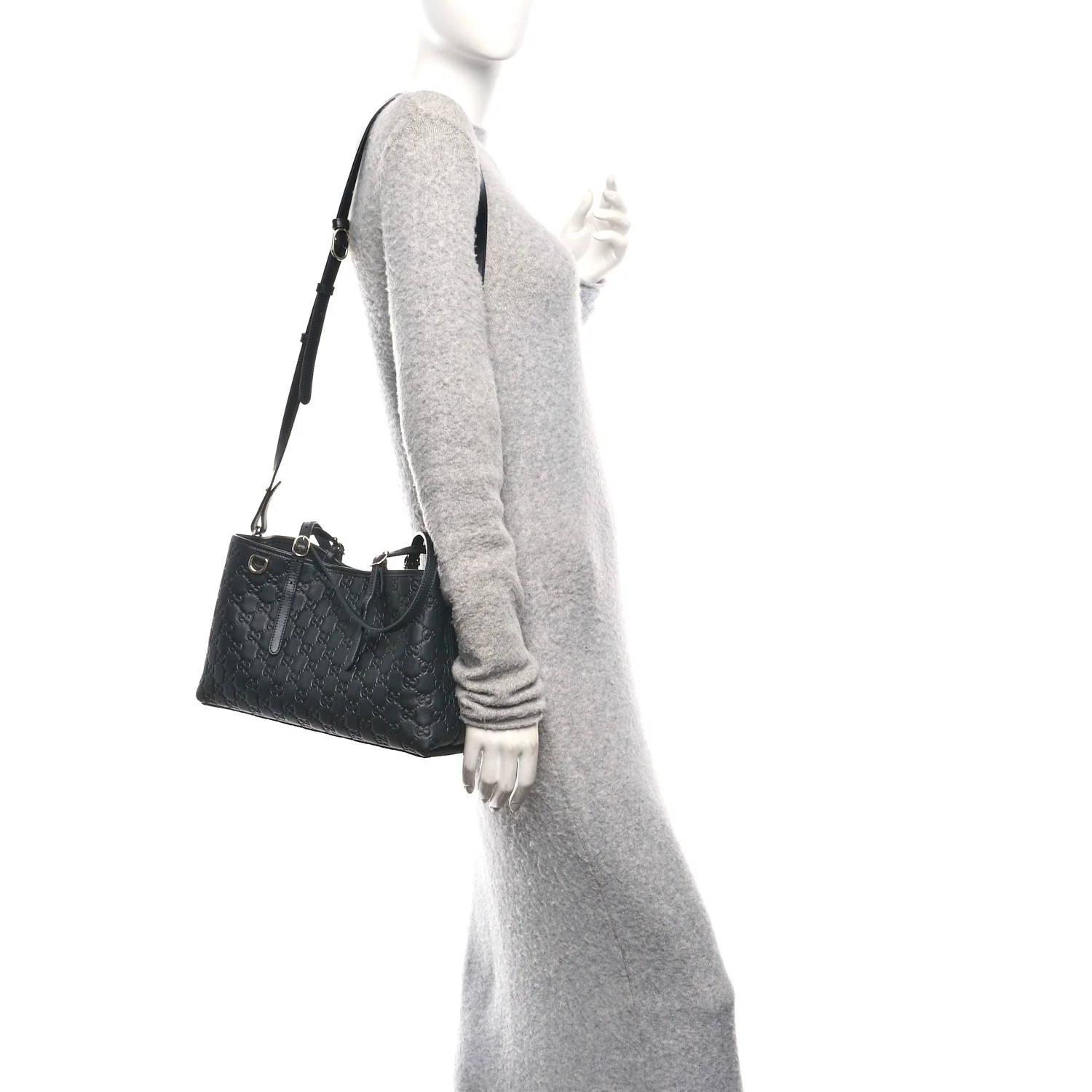 Calfskin GG Monogram Emblem Medium Tote Bag Black - Image 2