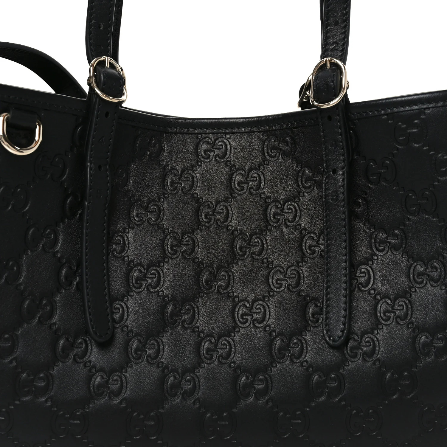 Calfskin GG Monogram Emblem Medium Tote Bag Black - Image 7