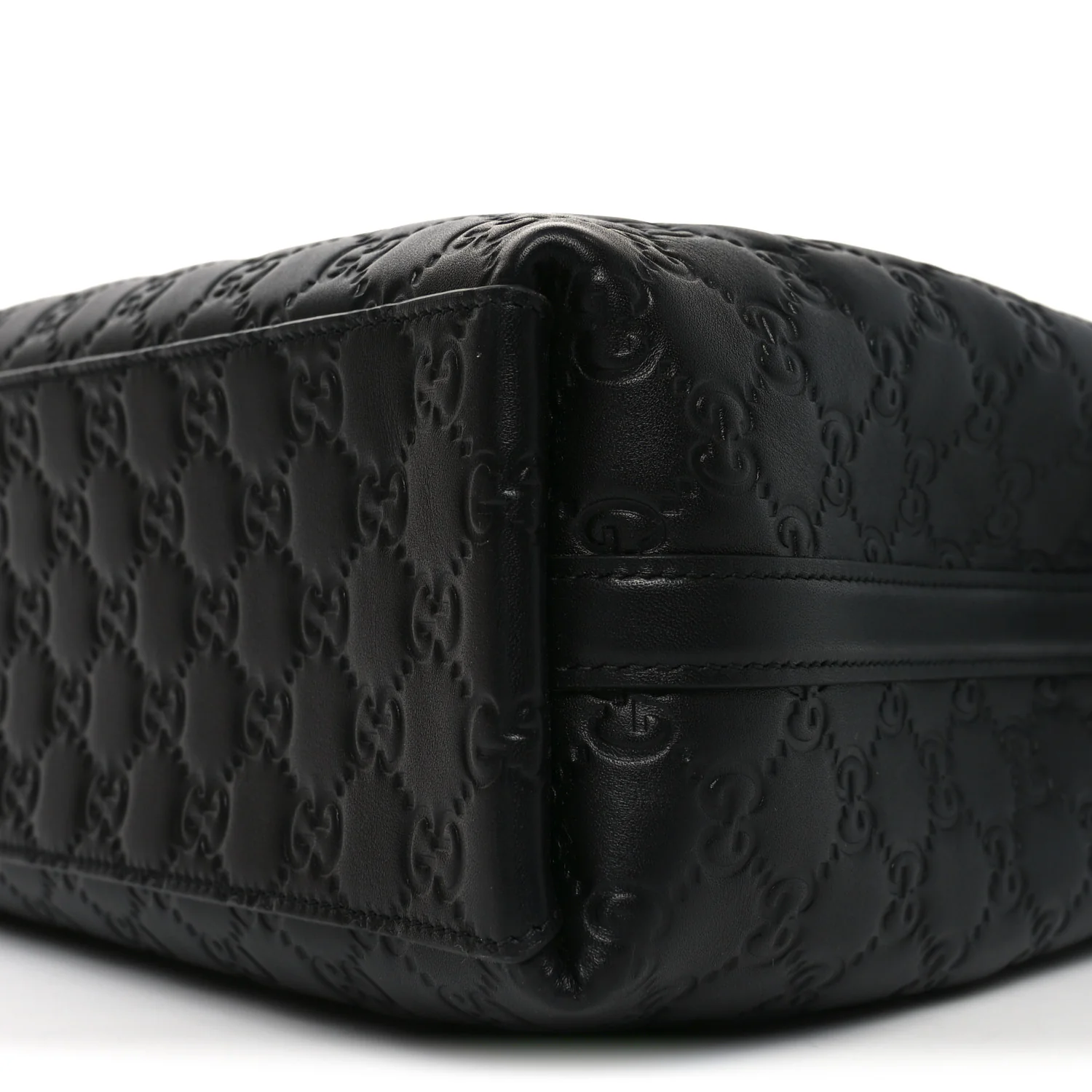 Calfskin GG Monogram Emblem Medium Tote Bag Black - Image 9