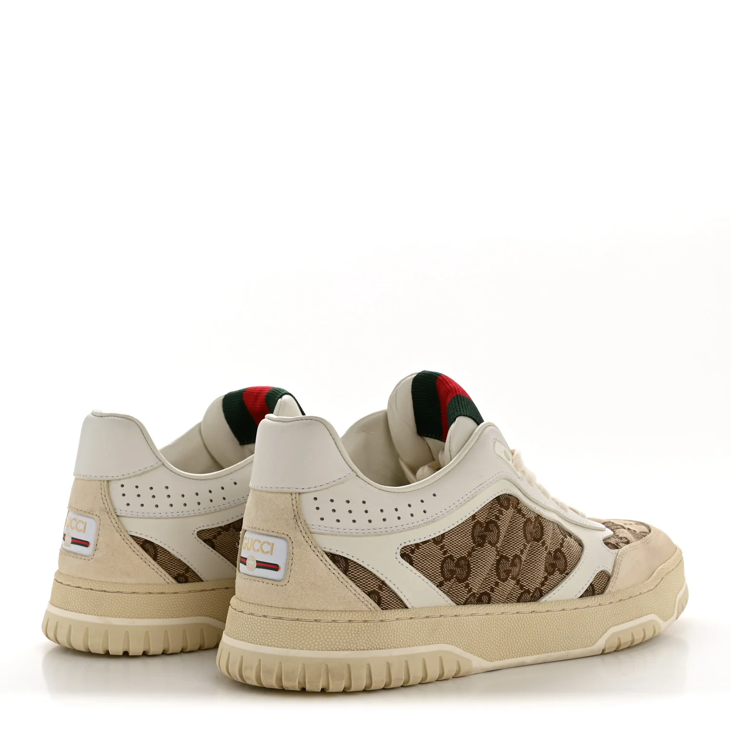 Calfskin GG Monogram Re-Web Womens Sneakers 39 White Beige Ebony - Image 5