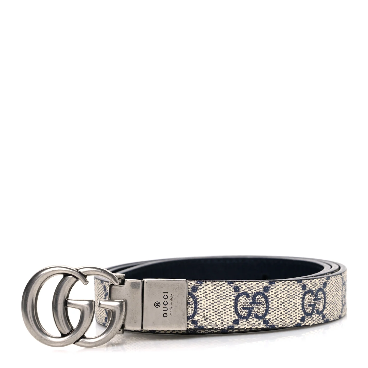 Calfskin GG Supreme Monogram Double G Reversible 20mm Belt 80 32 Beige Ebony Black
