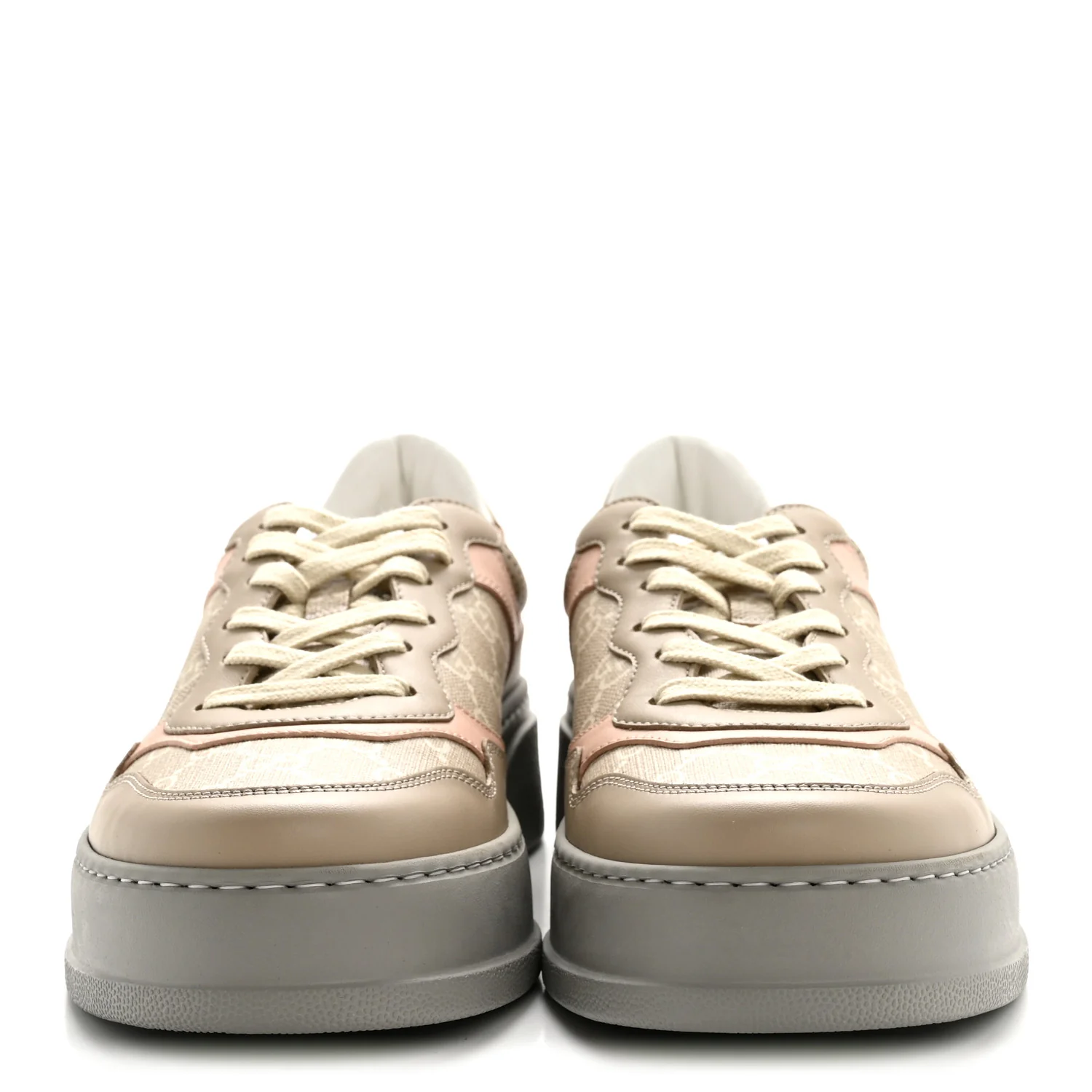 Calfskin GG Supreme Monogram Perforated Womens Platform 55mm Sneakers 41 Apricot Pink Beige Grey - Image 3