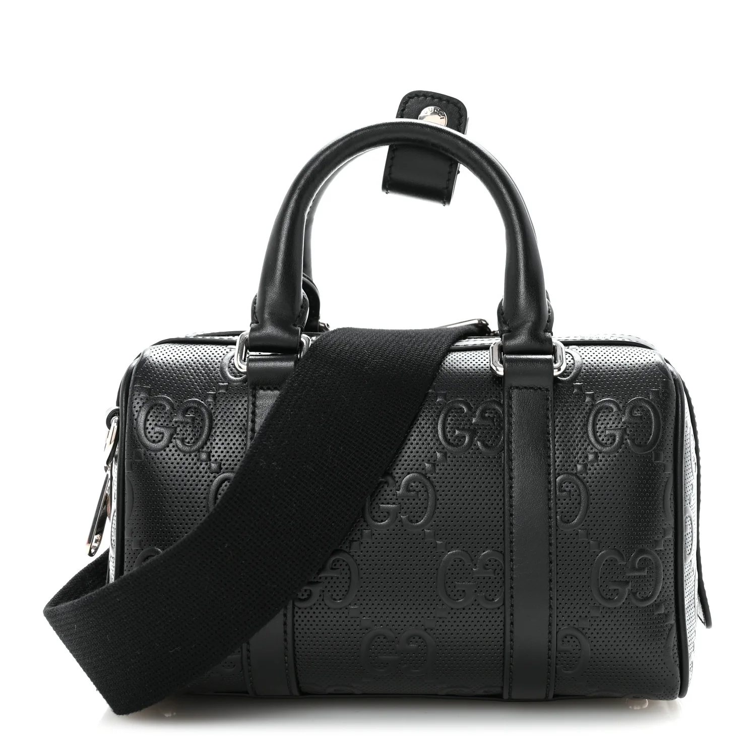 Calfskin GG Tennis Embossed Mini Duffle Bag Black