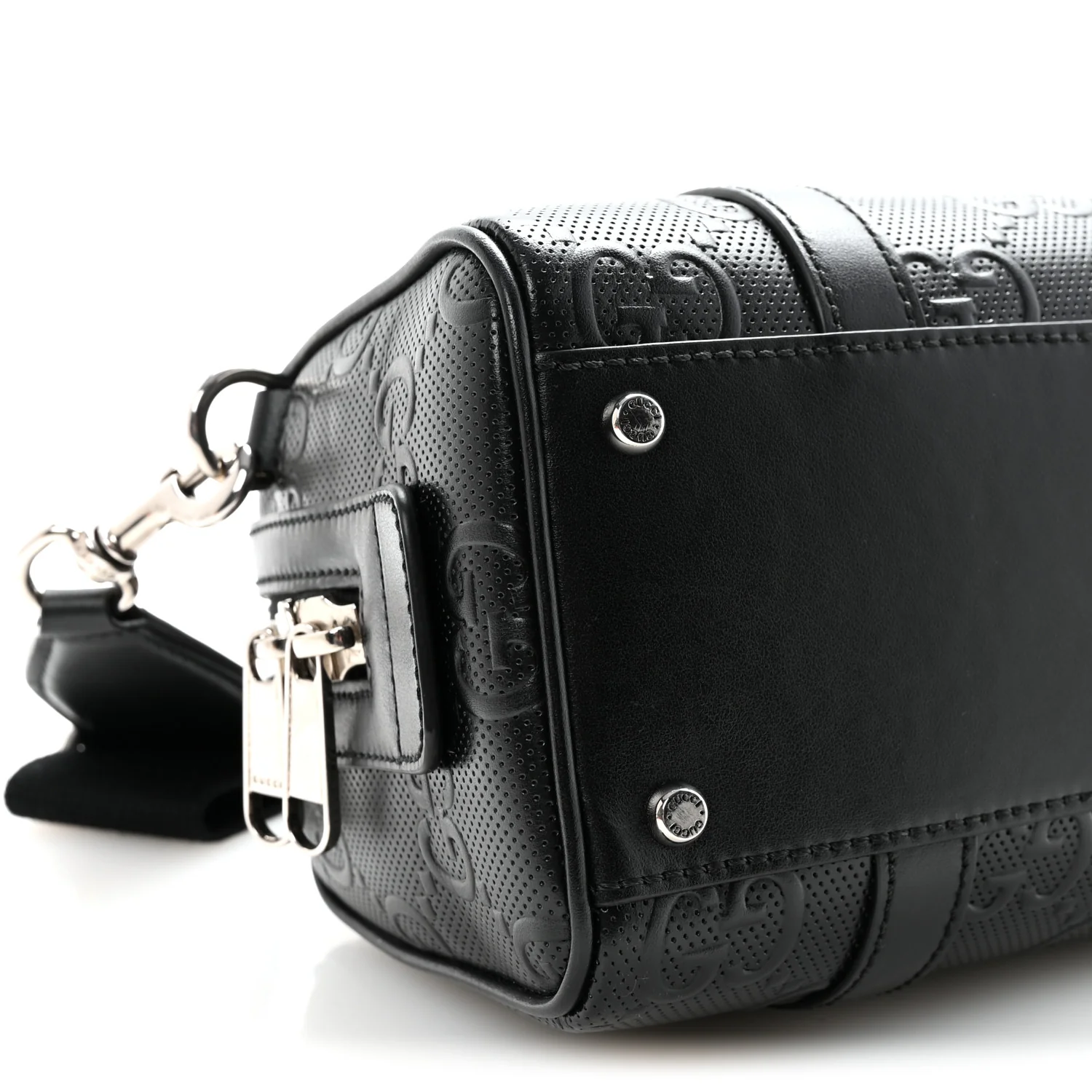 Calfskin GG Tennis Embossed Mini Duffle Bag Black - Image 8