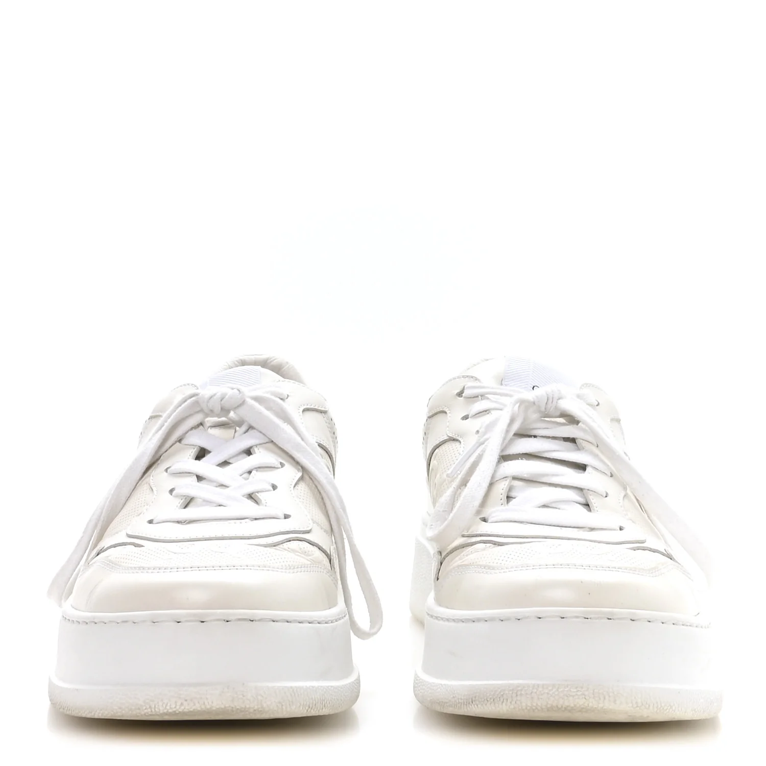 Calfskin GG Tennis Embossed Perforated Mens Interlocking G 55mm Sneakers 9.5 Great White - Image 3