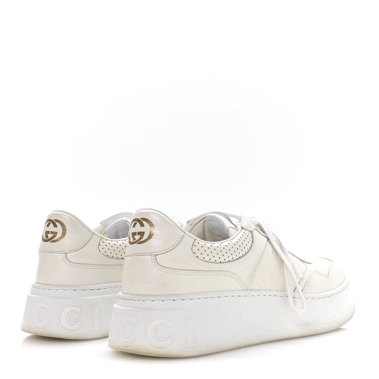 Calfskin GG Tennis Embossed Perforated Mens Interlocking G 55mm Sneakers 9.5 Great White - Image 5