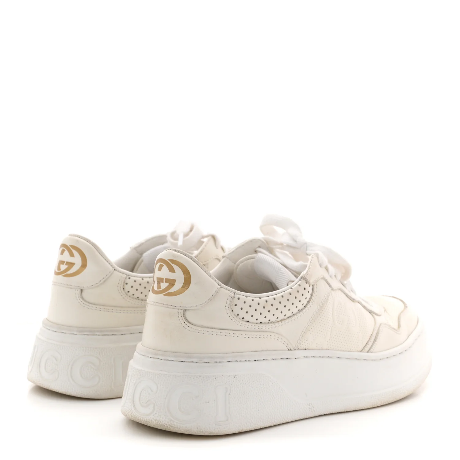 Calfskin GG Tennis Embossed Perforated Womens Platform 55mm Sneakers 37 Great White - Image 5