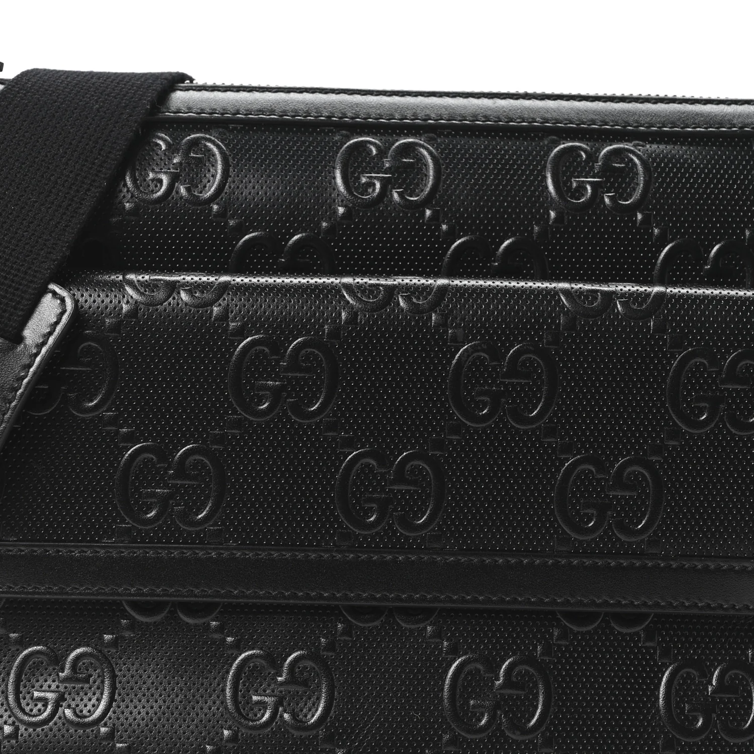 Calfskin GG Tennis Embossed Shoulder Bag Black - Image 8