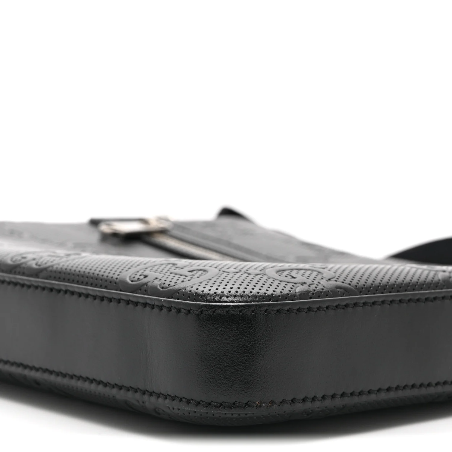 Calfskin GG Tennis Embossed Small Flat Messenger Bag Black - Image 11