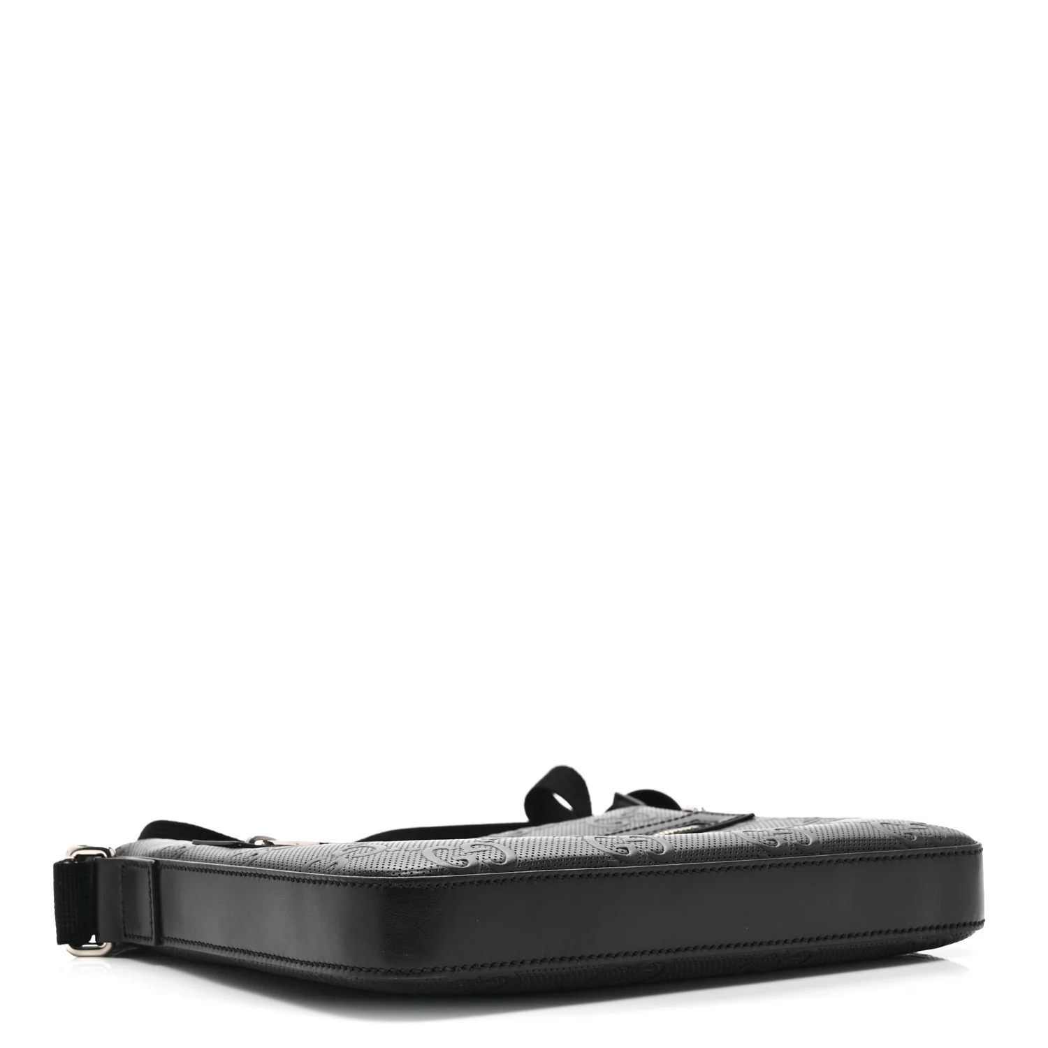 Calfskin GG Tennis Embossed Small Flat Messenger Bag Black - Image 4