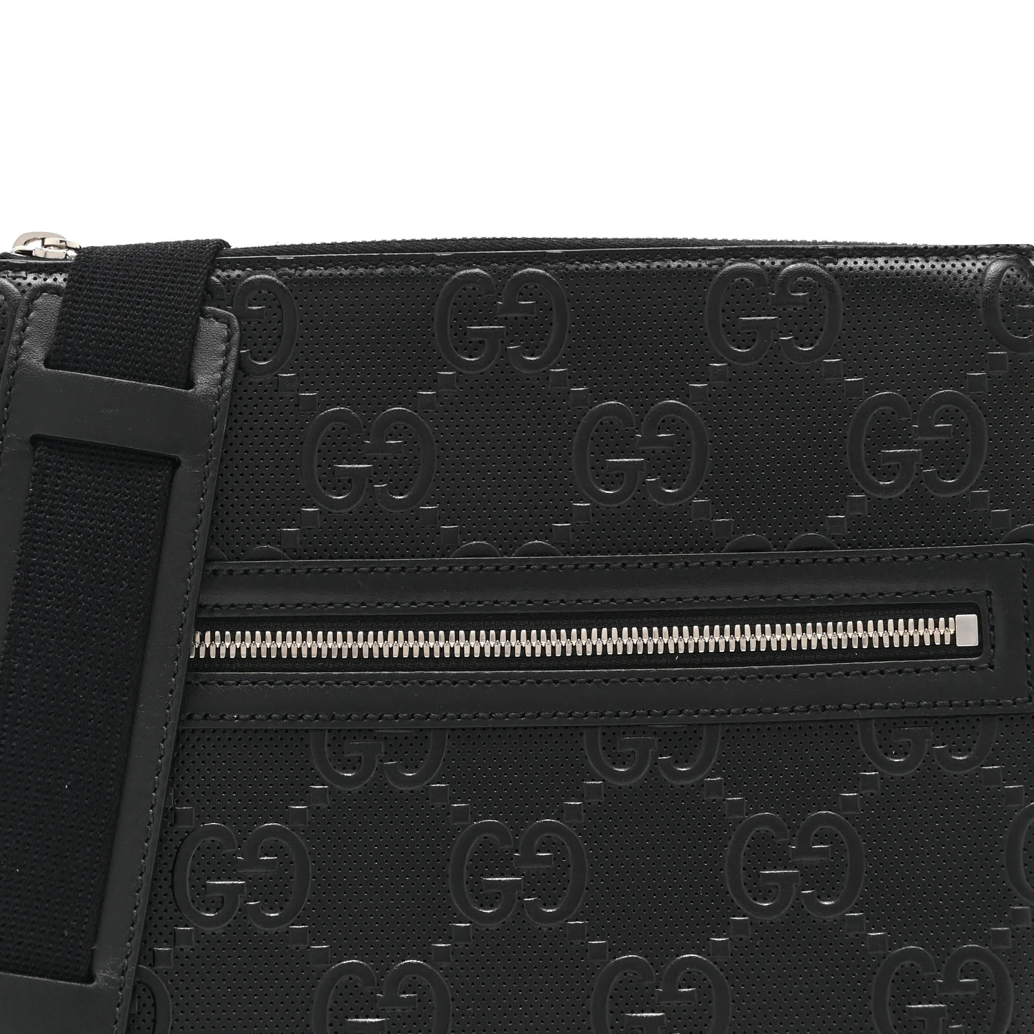 Calfskin GG Tennis Embossed Small Flat Messenger Bag Black - Image 9