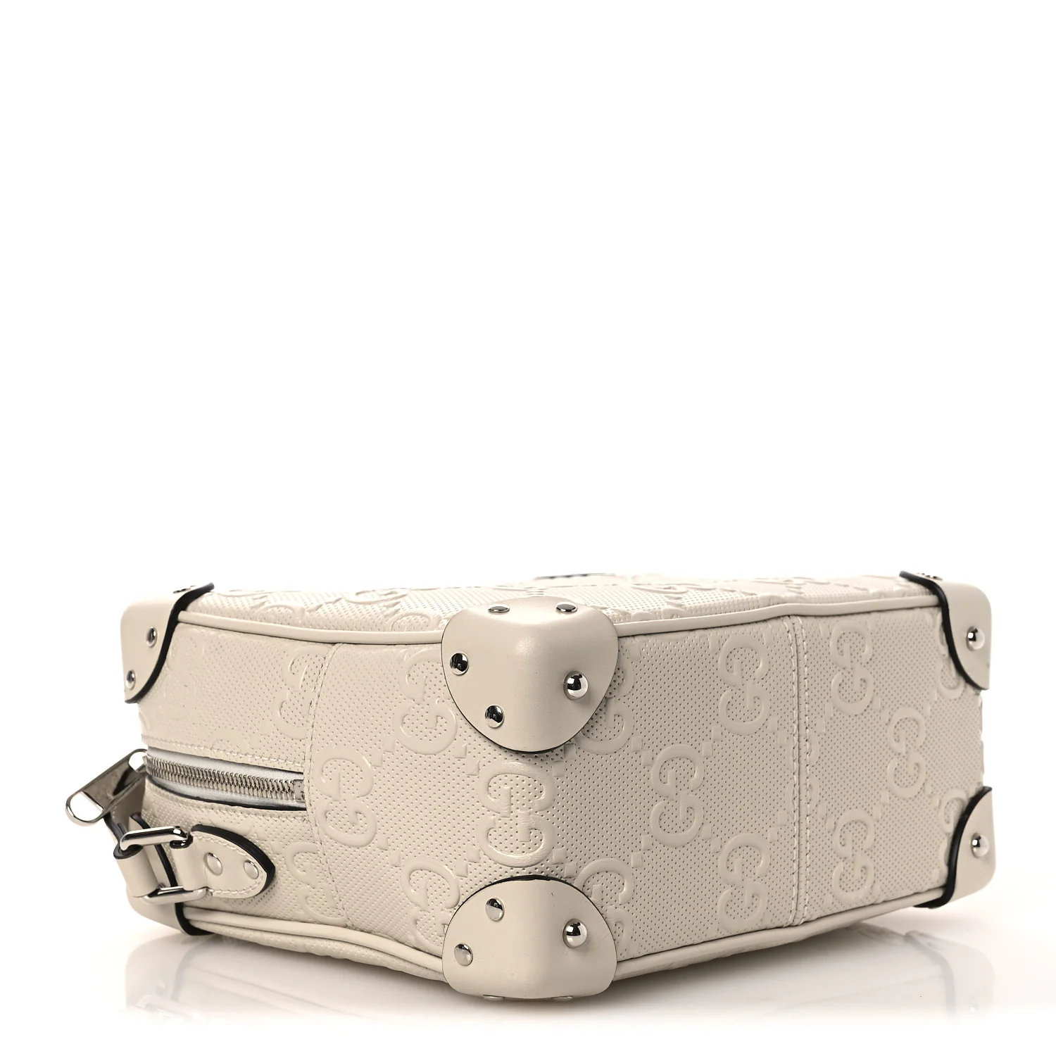 Calfskin GG Tennis Embossed Square Messenger Bag Mystic White - Image 4