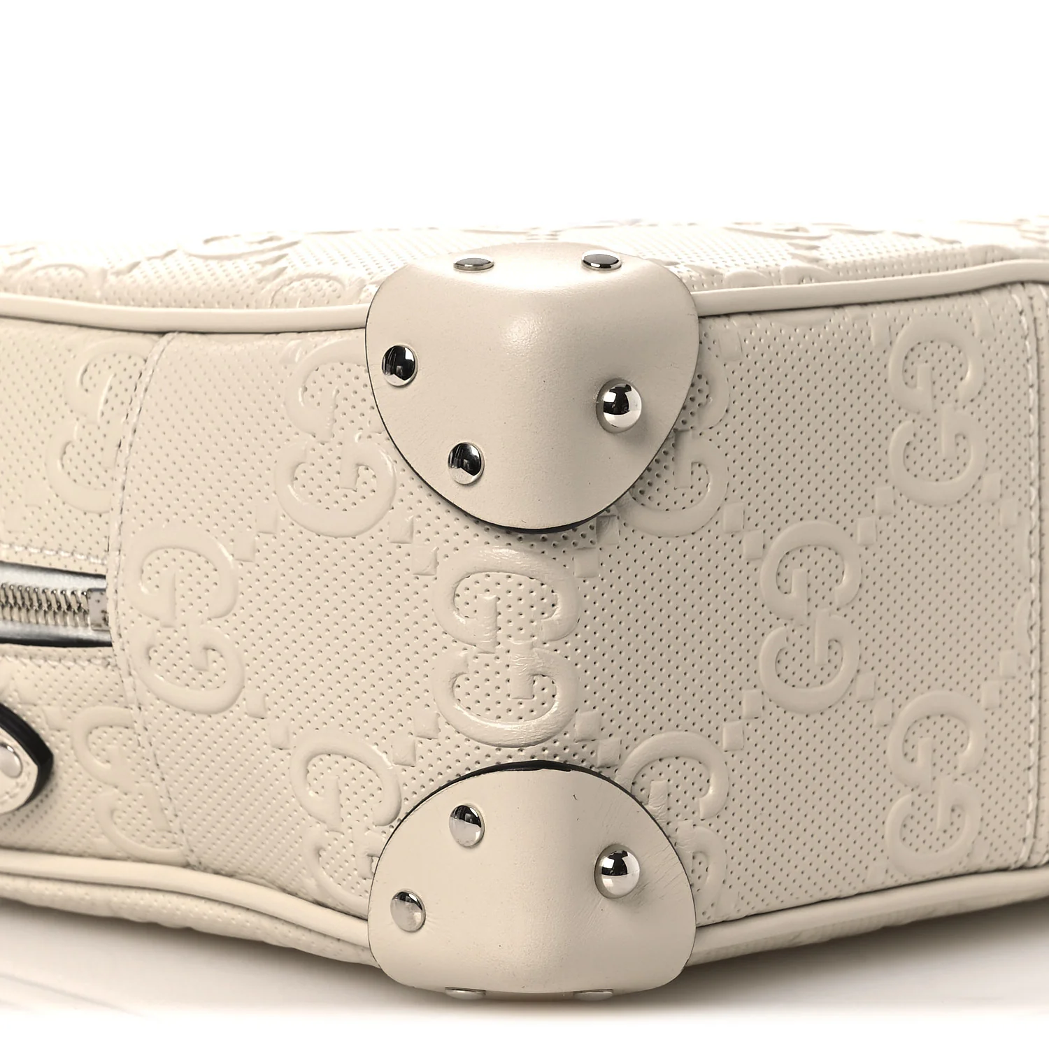 Calfskin GG Tennis Embossed Square Messenger Bag Mystic White - Image 9