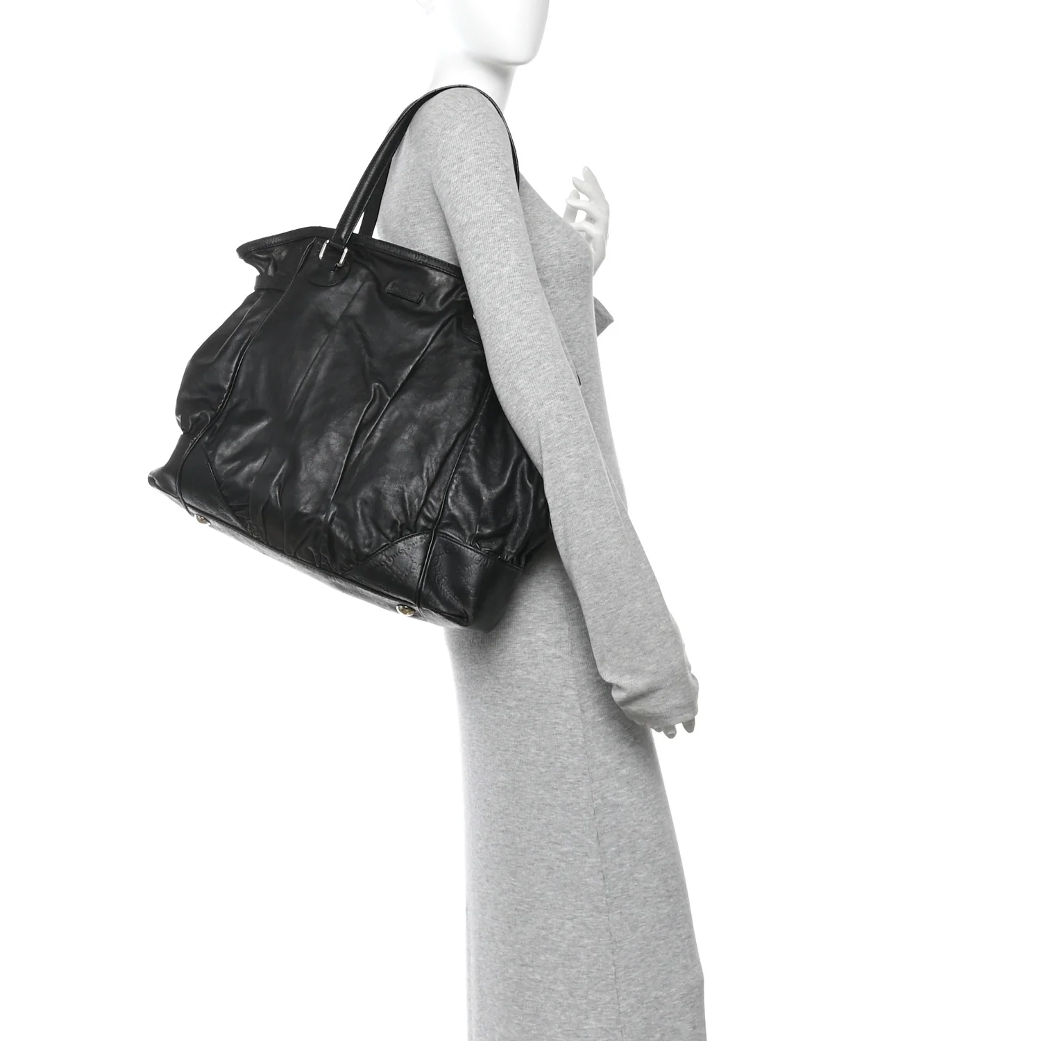 Calfskin Guccissima Full Moon Tote Black - Image 2