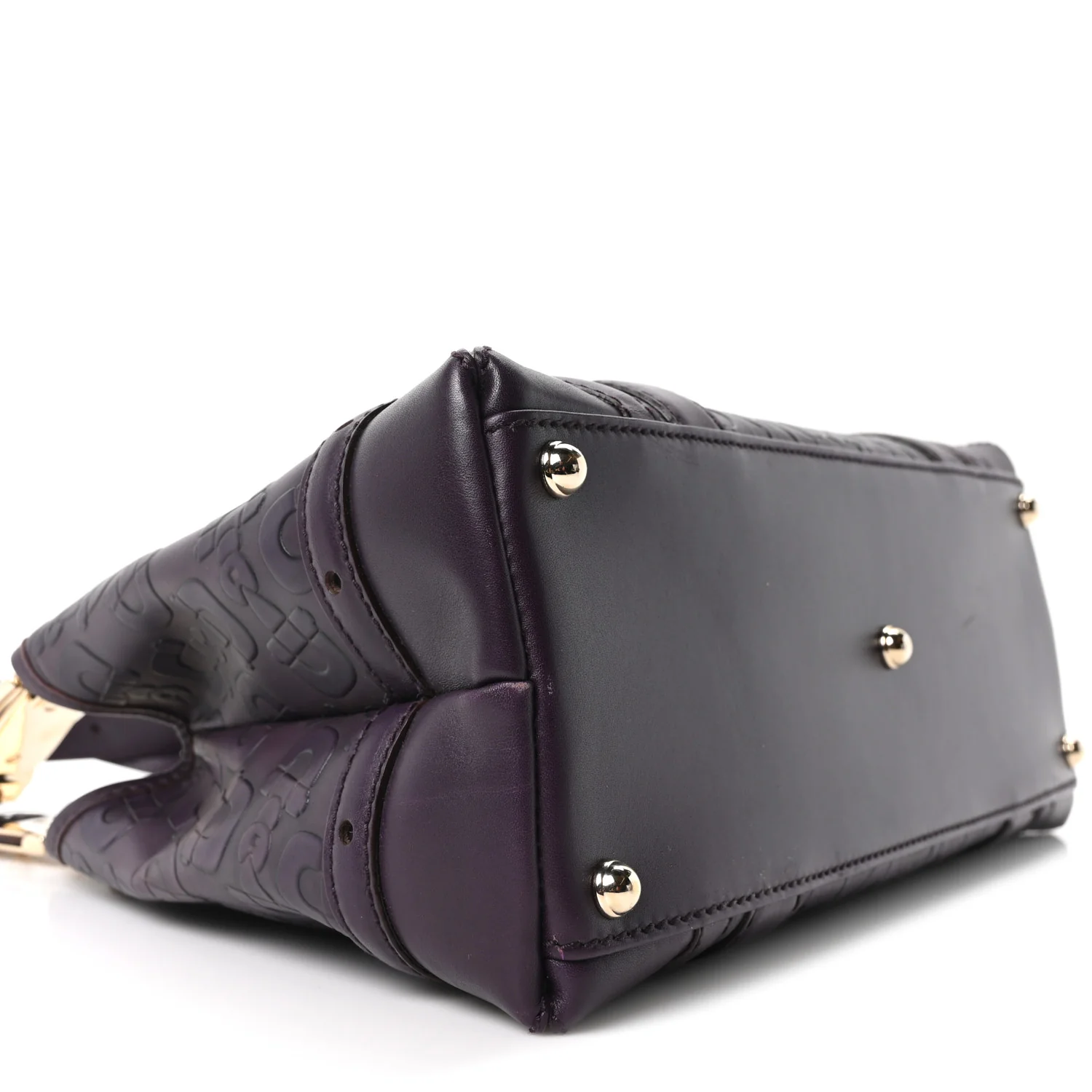 Calfskin Horsebit Embossed Shoulder Bag Purple - Image 9