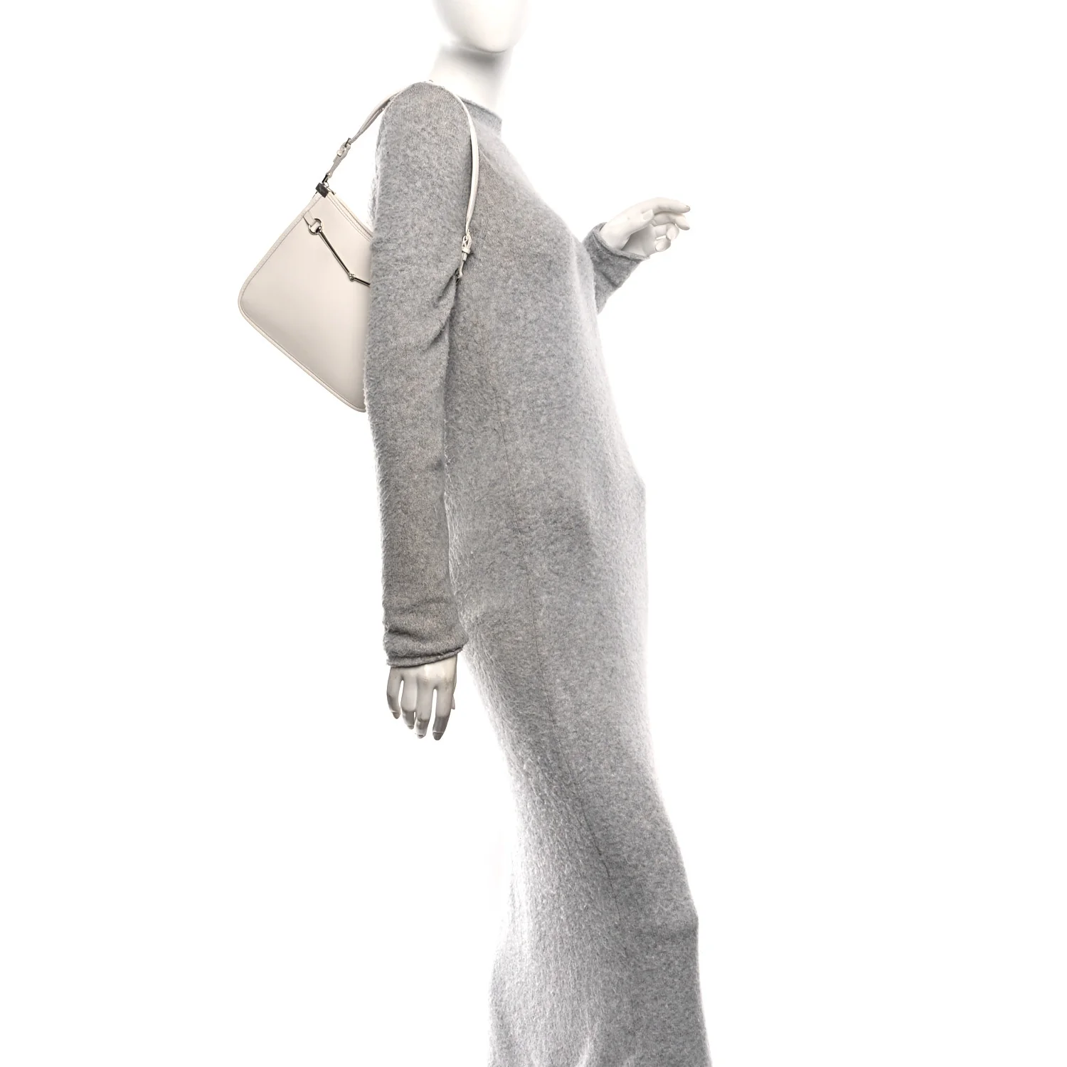 Calfskin Horsebit Slim Shoulder Bag White - Image 2