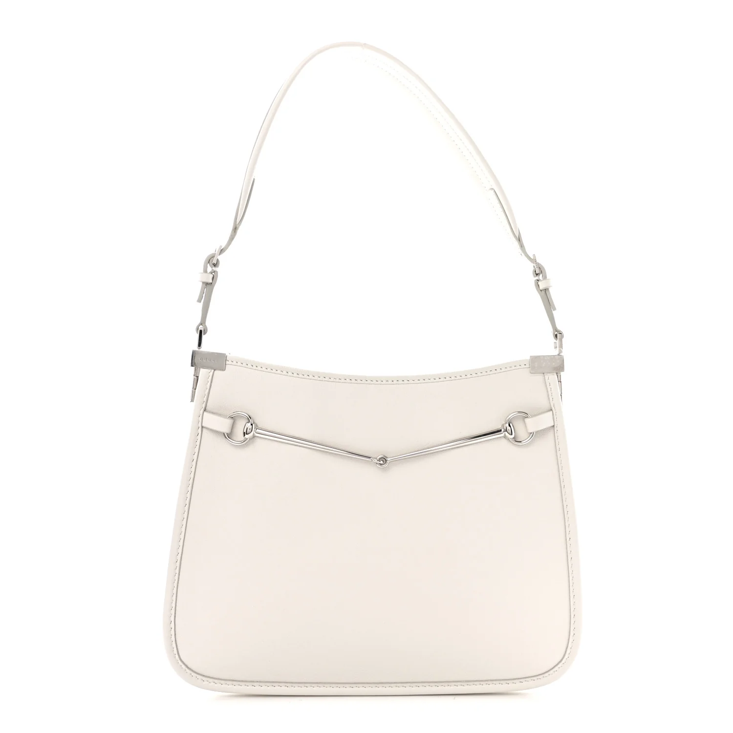 Calfskin Horsebit Slim Shoulder Bag White