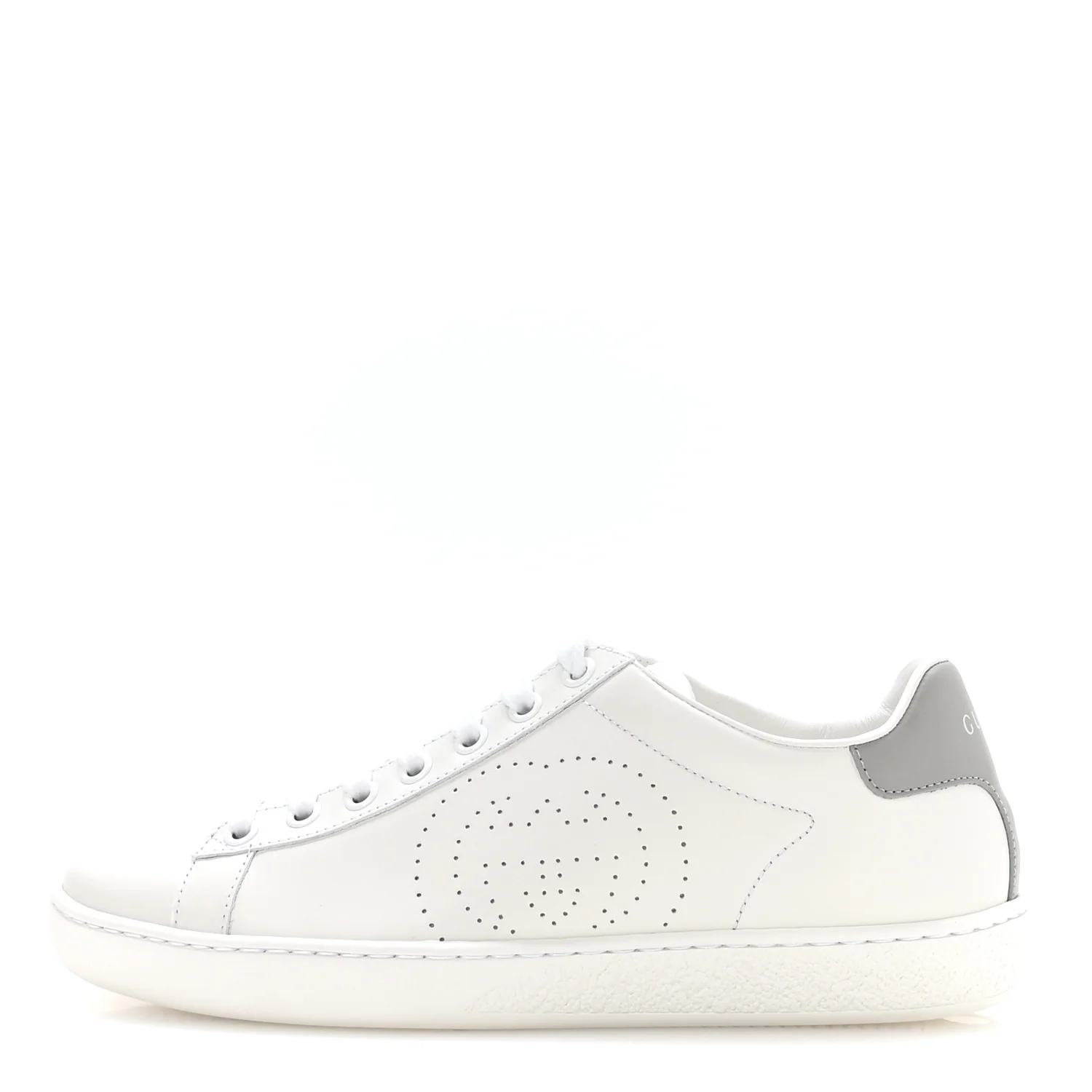 Calfskin Interlocking G Perforated Womens Ace Sneakers 36 White Grey Sky