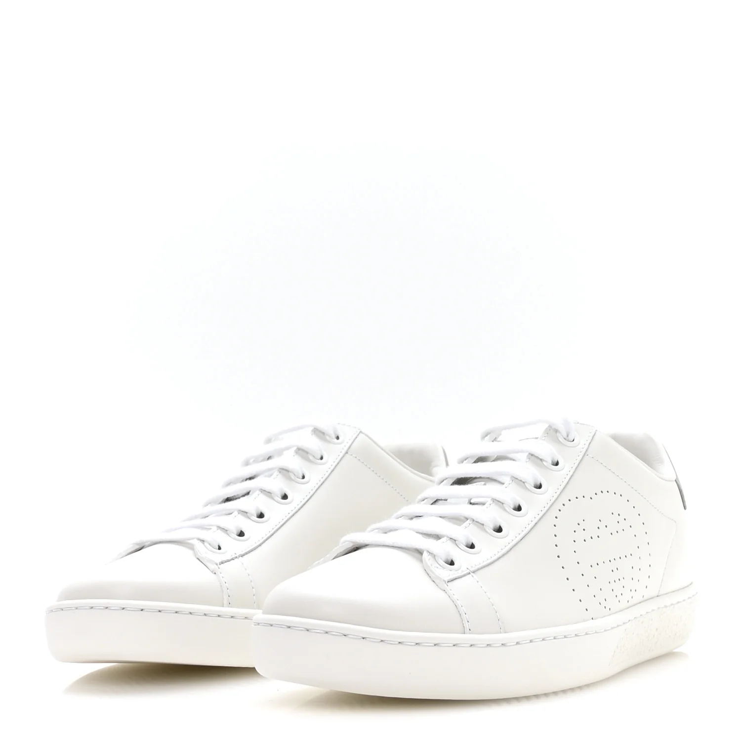 Calfskin Interlocking G Perforated Womens Ace Sneakers 36 White Grey Sky - Image 4