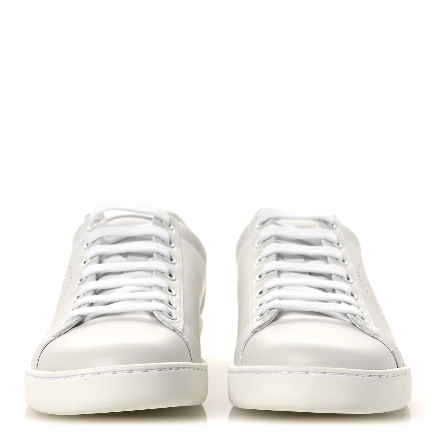 Calfskin Interlocking G Perforated Womens Ace Sneakers 37 White Grey Sky - Image 3