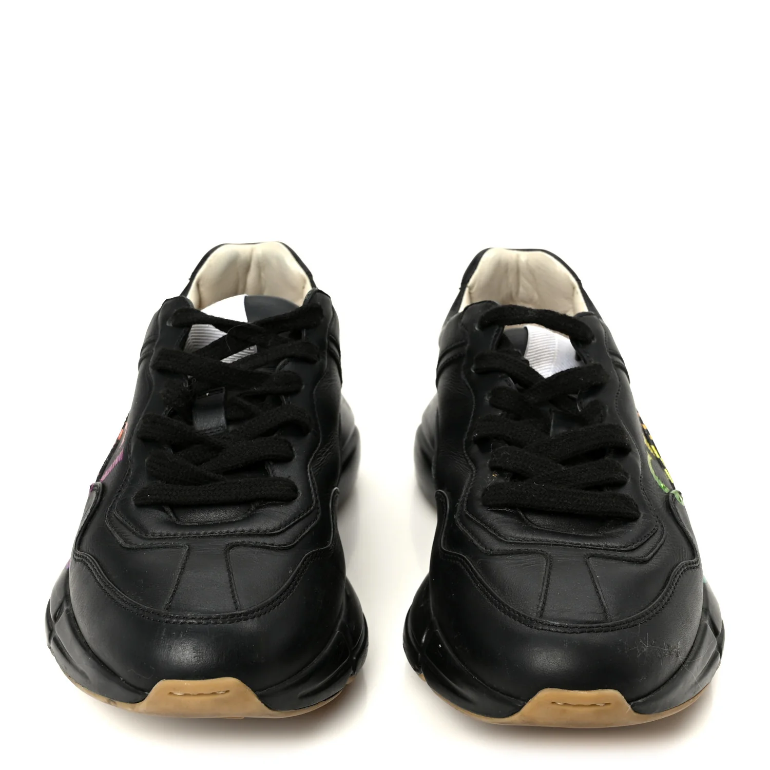Calfskin Iridescent Logo Womens Rhyton Sneakers 38 Black - Image 3