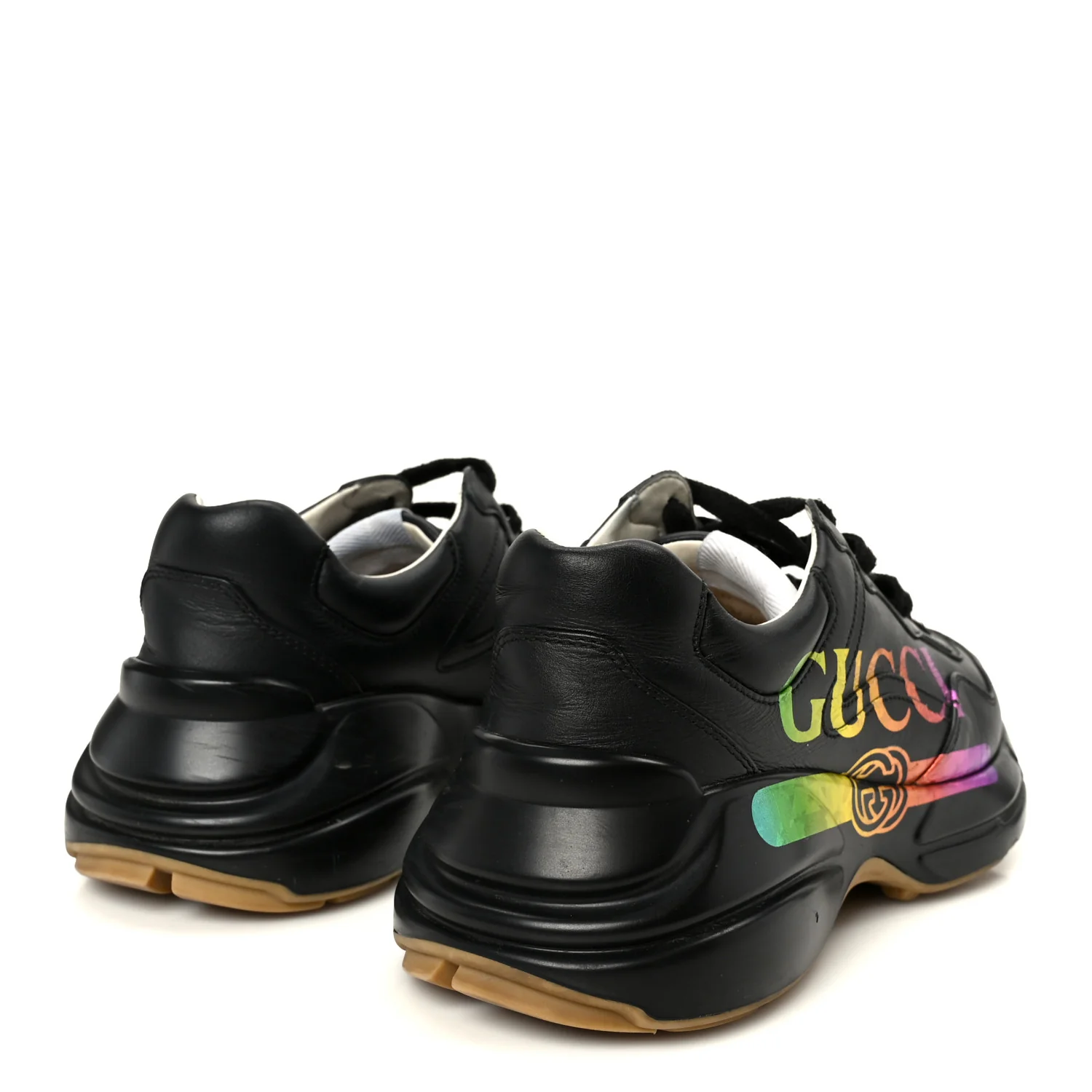 Calfskin Iridescent Logo Womens Rhyton Sneakers 38 Black - Image 5
