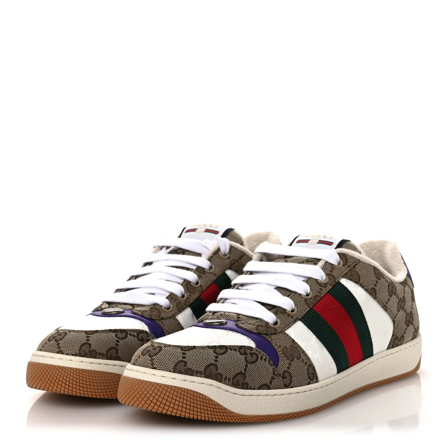 Calfskin Lame GG Monogram Web Mens Screener Sneakers 10 - Image 4