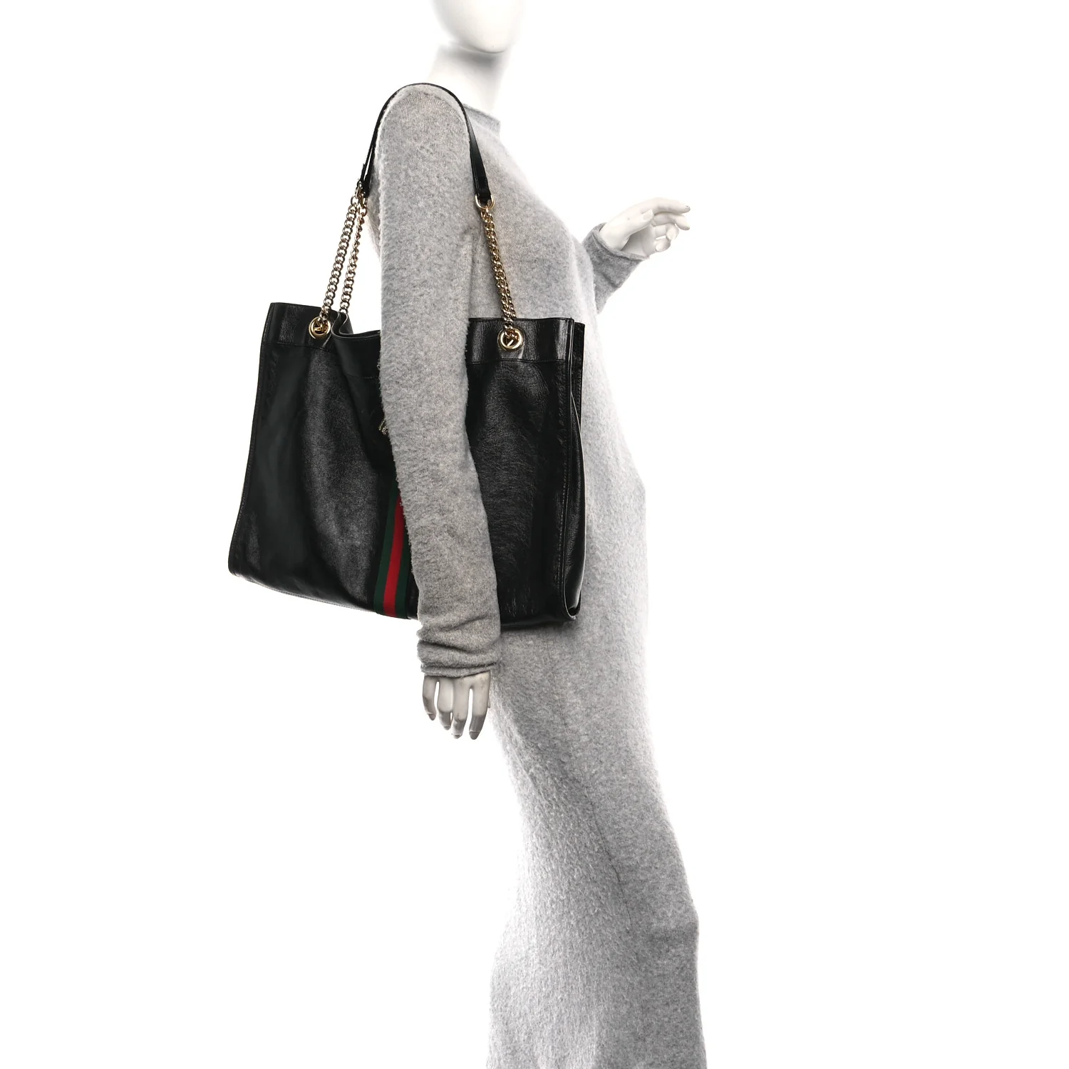 Calfskin Large Rajah Chain Tote Black - Image 2