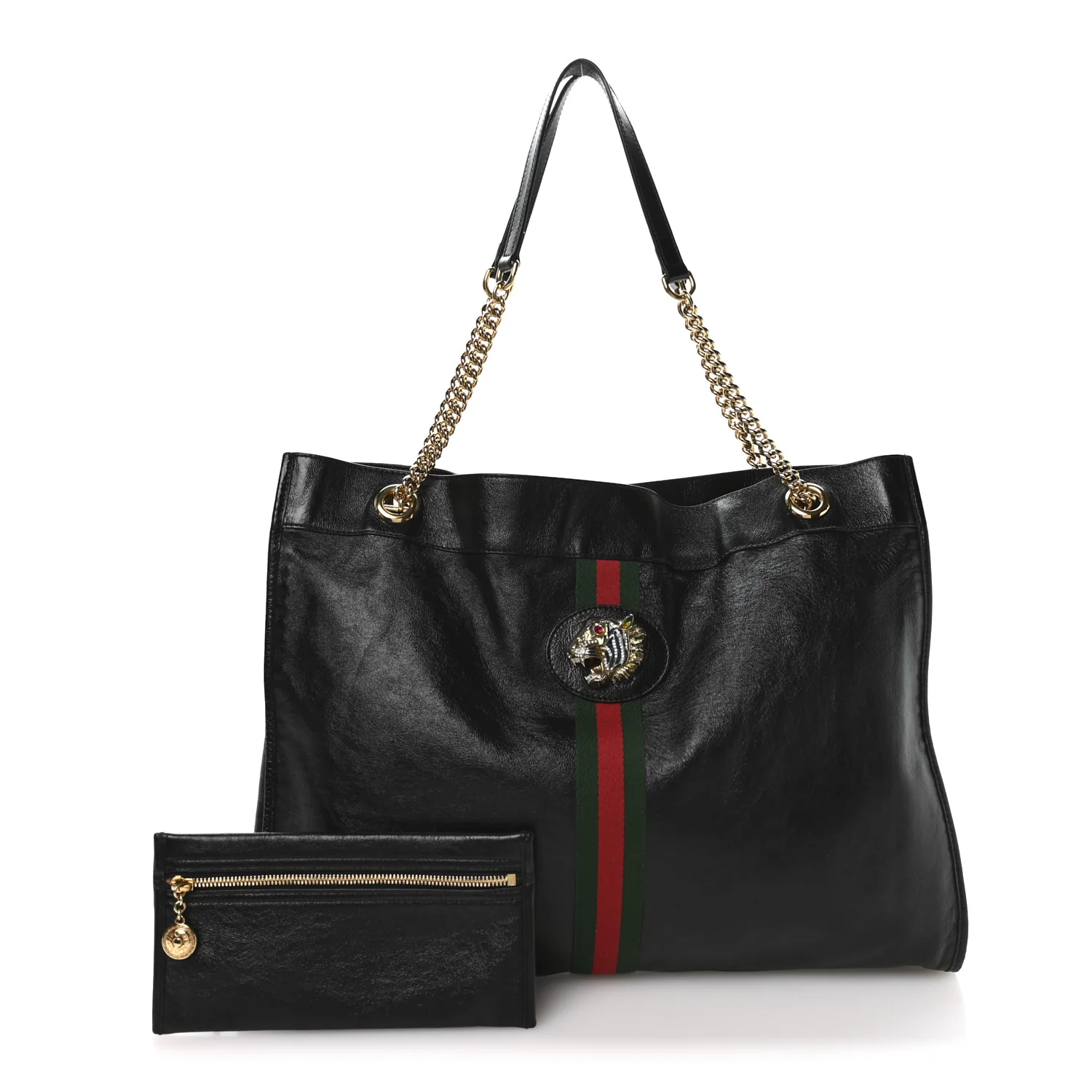 Calfskin Large Rajah Chain Tote Black - Image 3