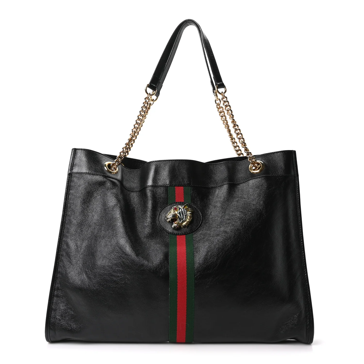 Calfskin Large Rajah Chain Tote Black