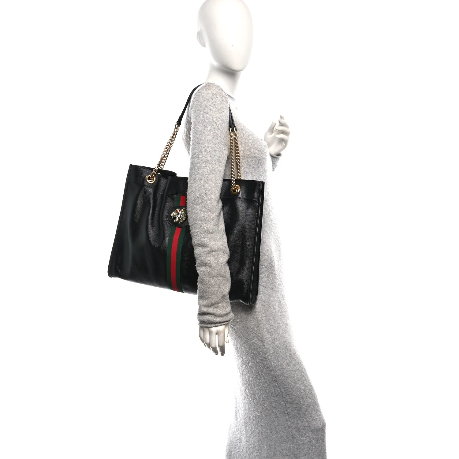 Calfskin Large Rajah Chain Tote Black - Image 2