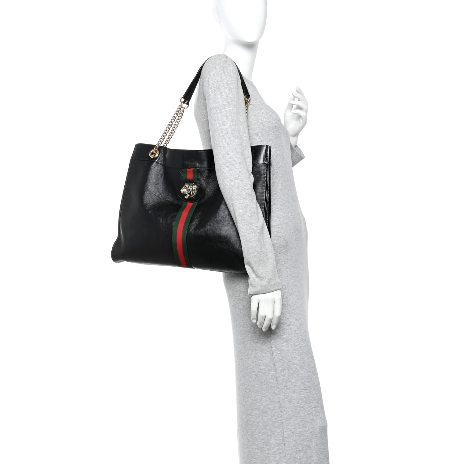 Calfskin Large Rajah Chain Tote Black - Image 2