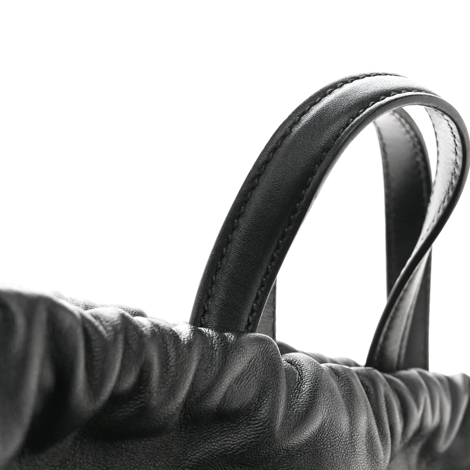 Calfskin Logo Drawstring Backpack Black - Image 11