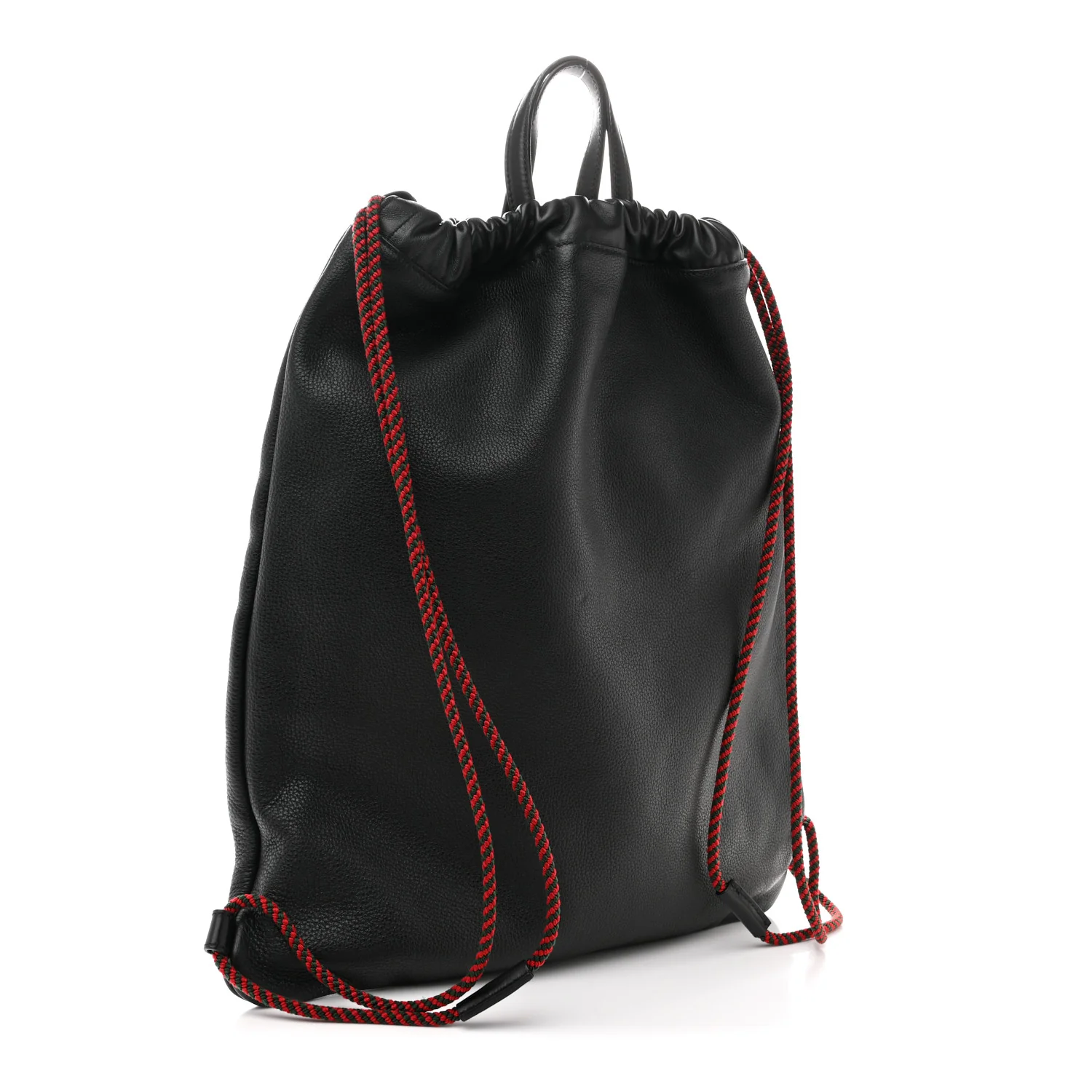 Calfskin Logo Drawstring Backpack Black - Image 3