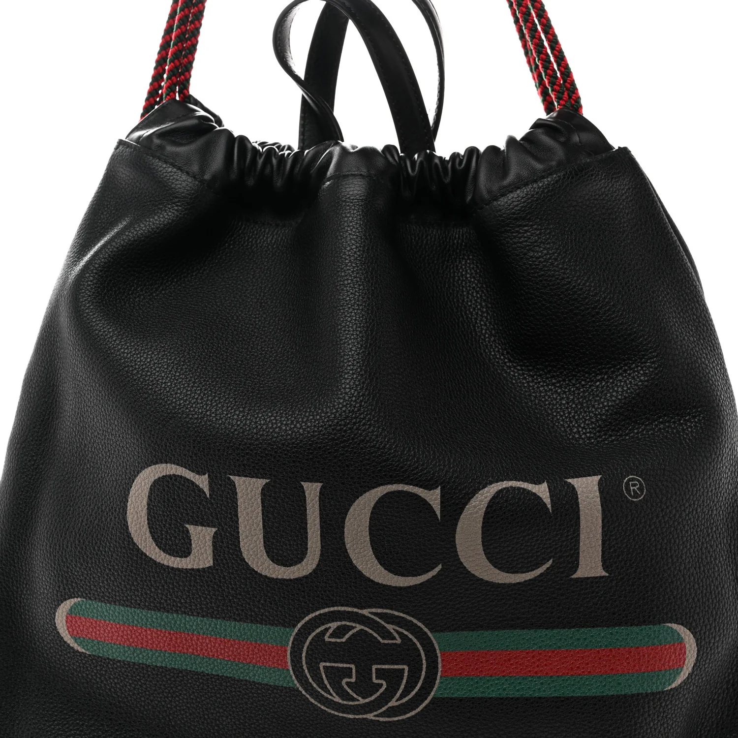 Calfskin Logo Drawstring Backpack Black - Image 8