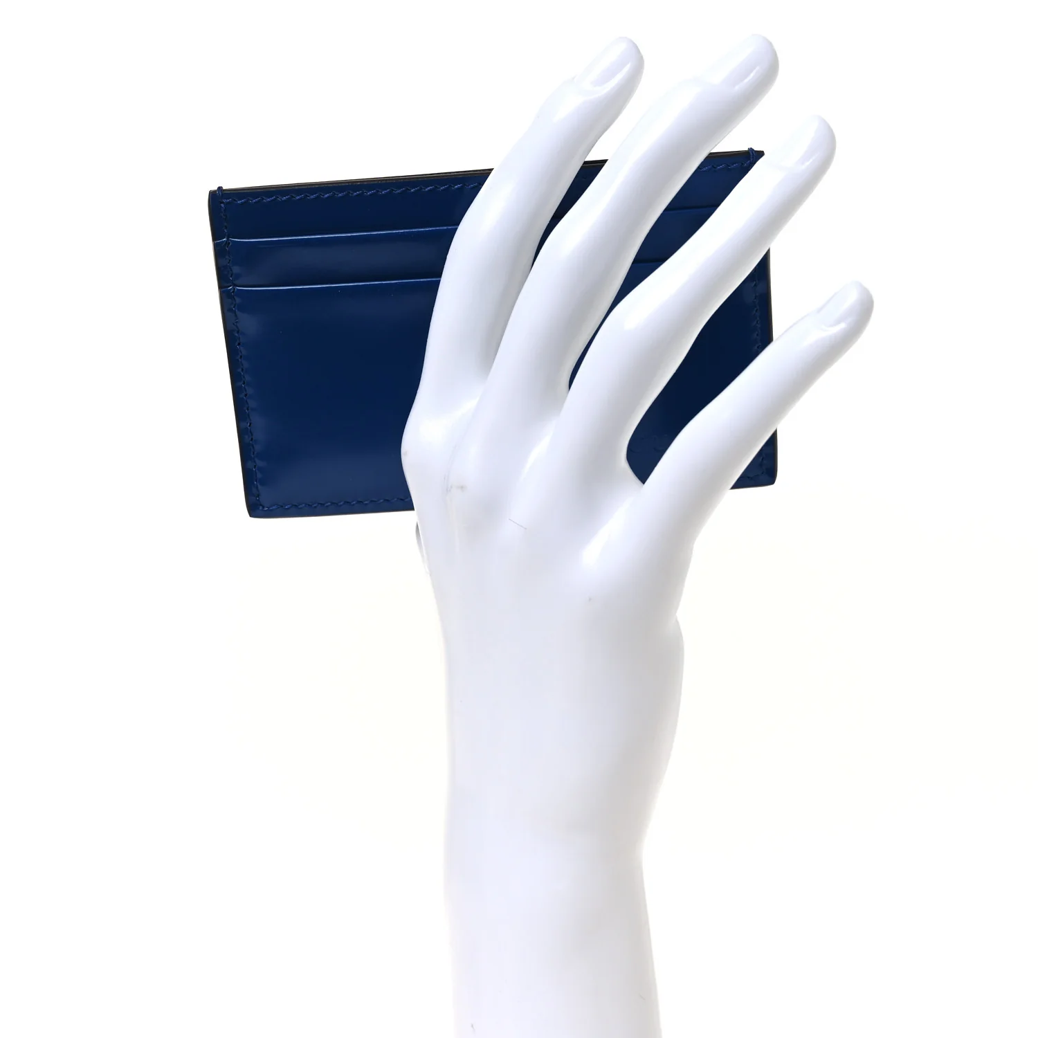 Calfskin Lux Man Card Case Metal Blue - Image 2