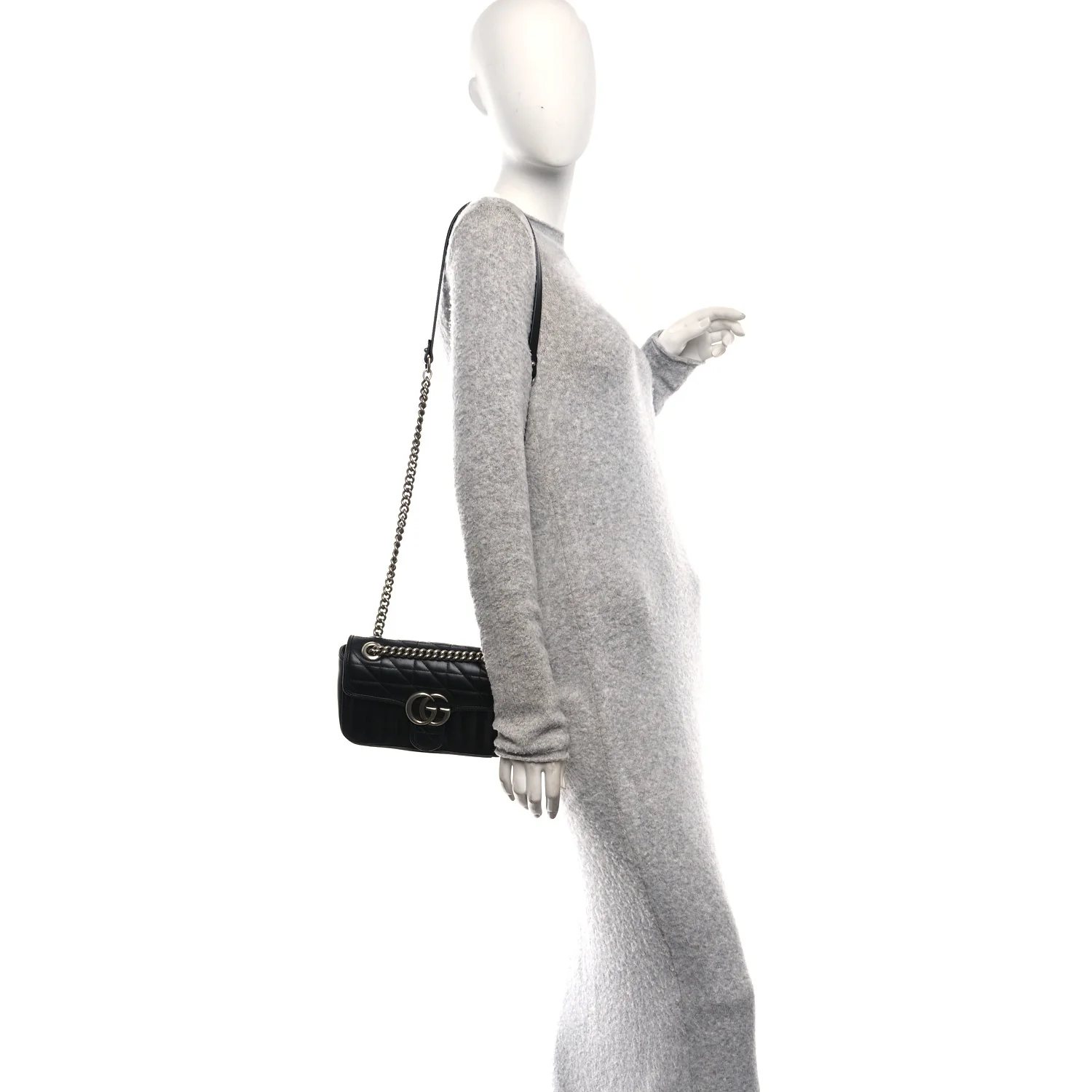 Calfskin Matelasse Aria Mini GG Marmont Shoulder Bag Black - Image 2