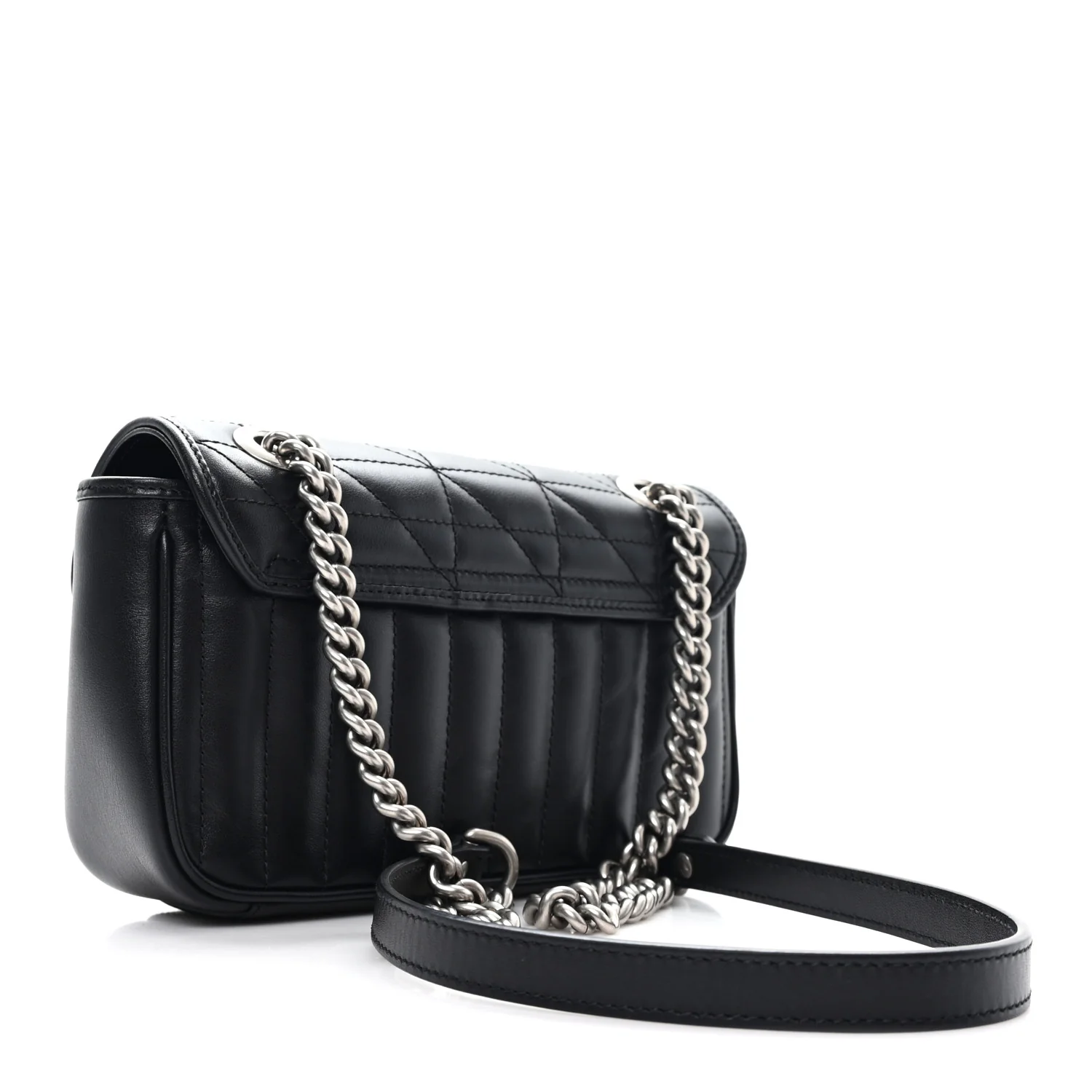 Calfskin Matelasse Aria Mini GG Marmont Shoulder Bag Black - Image 3
