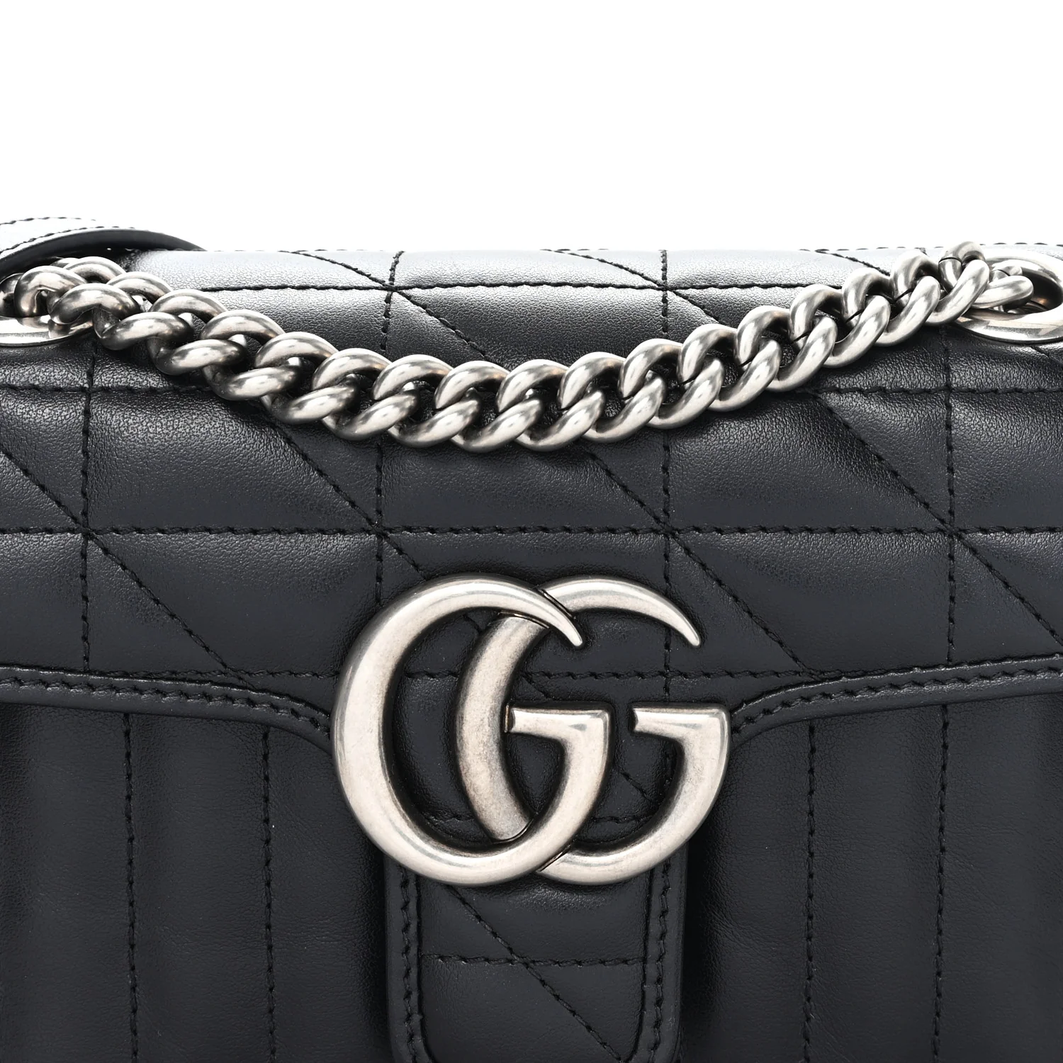 Calfskin Matelasse Aria Mini GG Marmont Shoulder Bag Black - Image 8