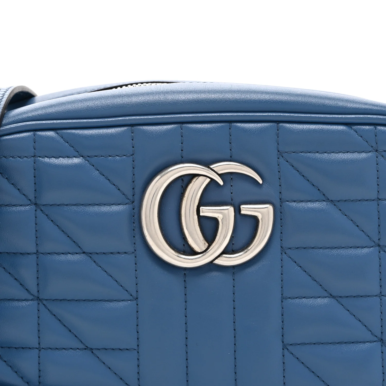 Calfskin Matelasse Aria Small GG Marmont Chain Shoulder Bag Clear Blue - Image 8