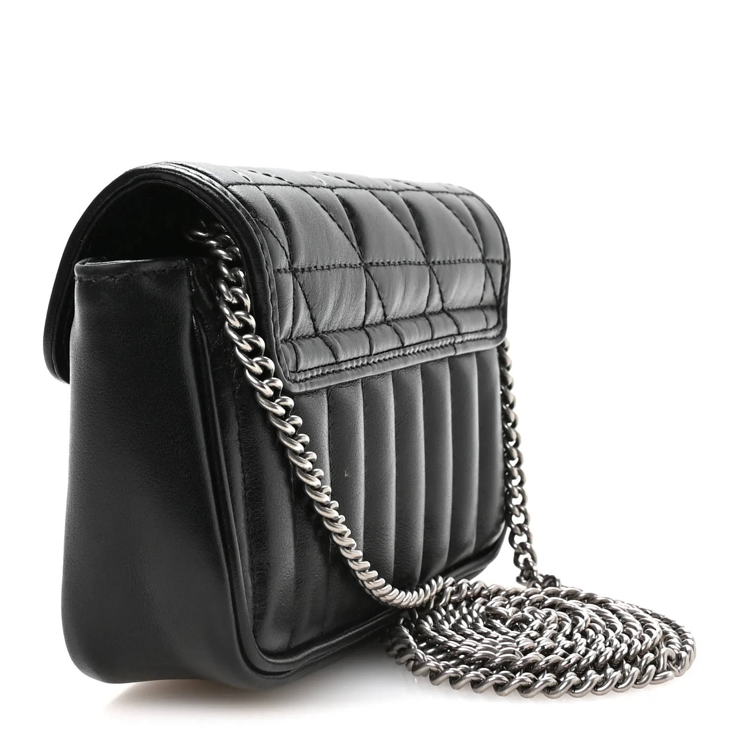 Calfskin Matelasse Aria Super Mini GG Marmont Shoulder Bag Black - Image 2