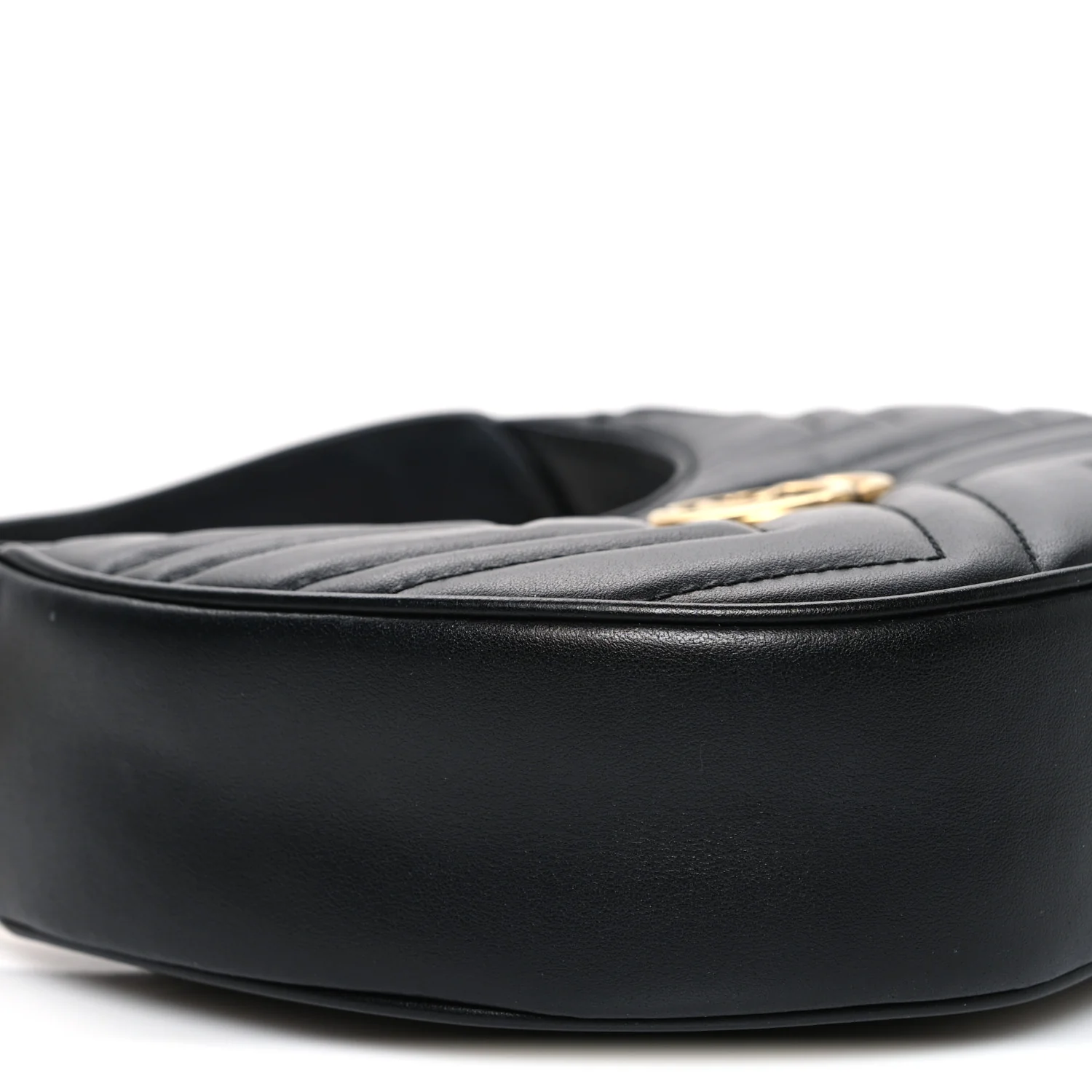 Calfskin Matelasse Chevron Mini GG Marmont Half Moon Hobo Black - Image 9