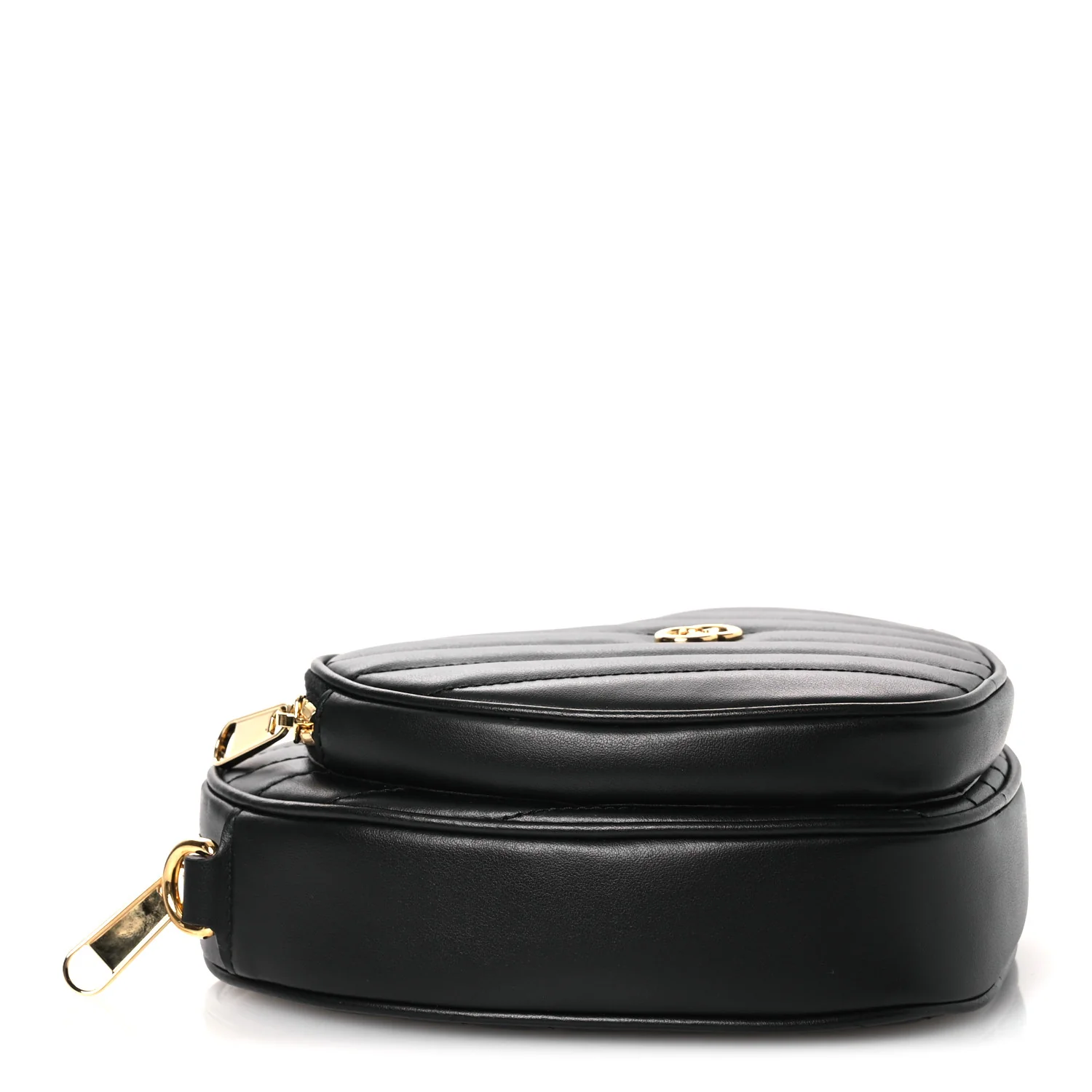Calfskin Matelasse DDiagonal Mini Interlocking G Heart Shoulder Bag Black - Image 4