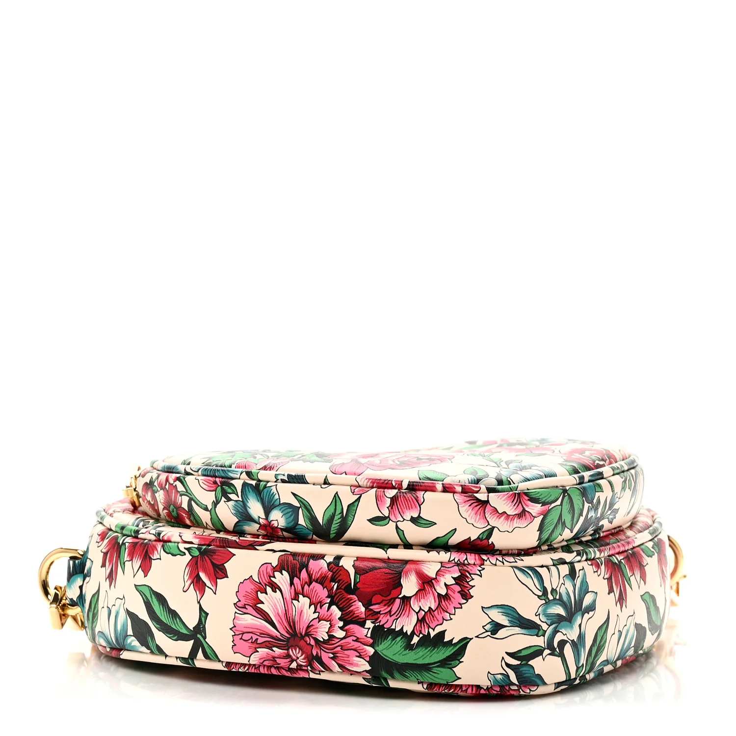 Calfskin Matelasse Diagonal Brit Roses Print Mini Interlocking G Heart Shoulder Bag White Multicolor - Image 4