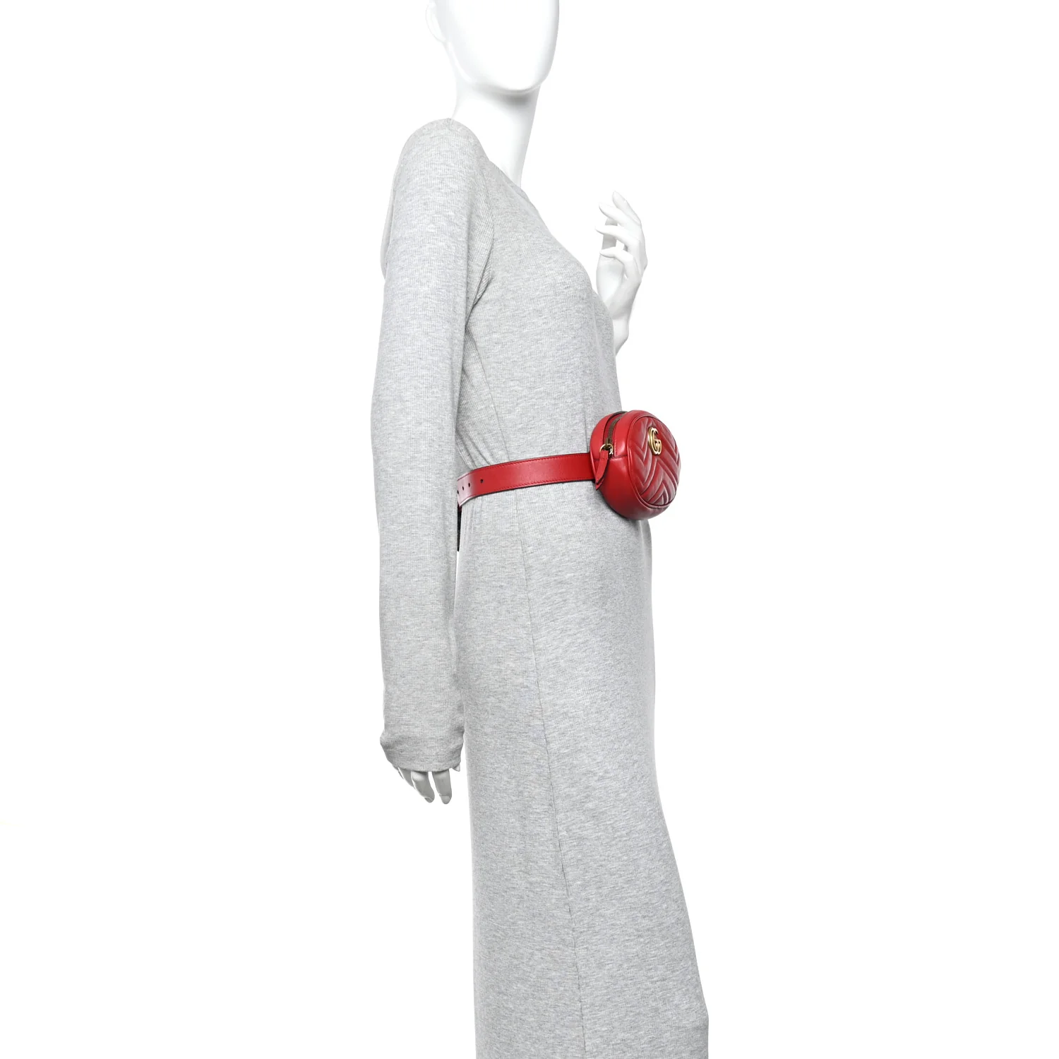 Calfskin Matelasse GG Marmont Belt Bag 85 34 Hibiscus Red - Image 2