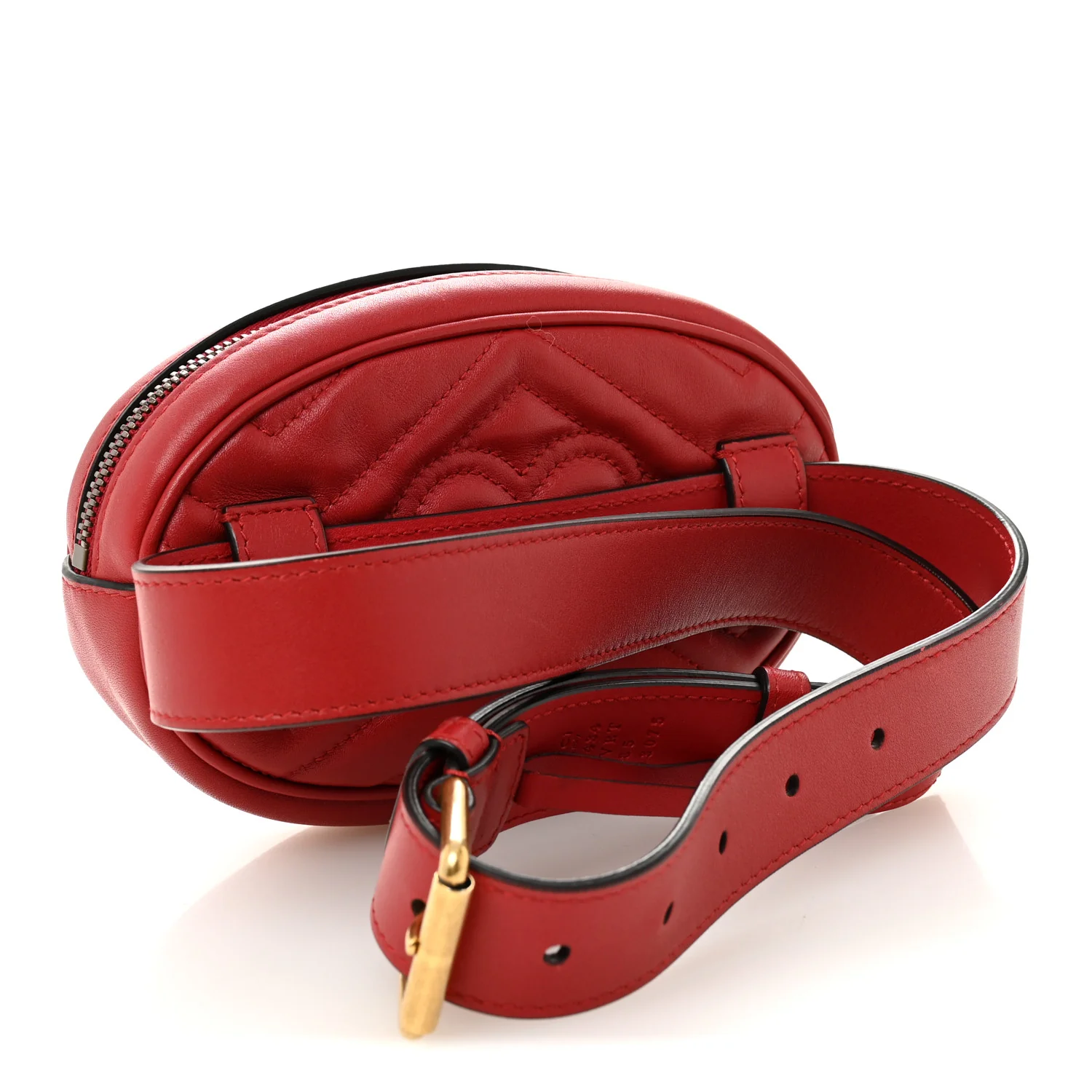Calfskin Matelasse GG Marmont Belt Bag 85 34 Hibiscus Red - Image 3