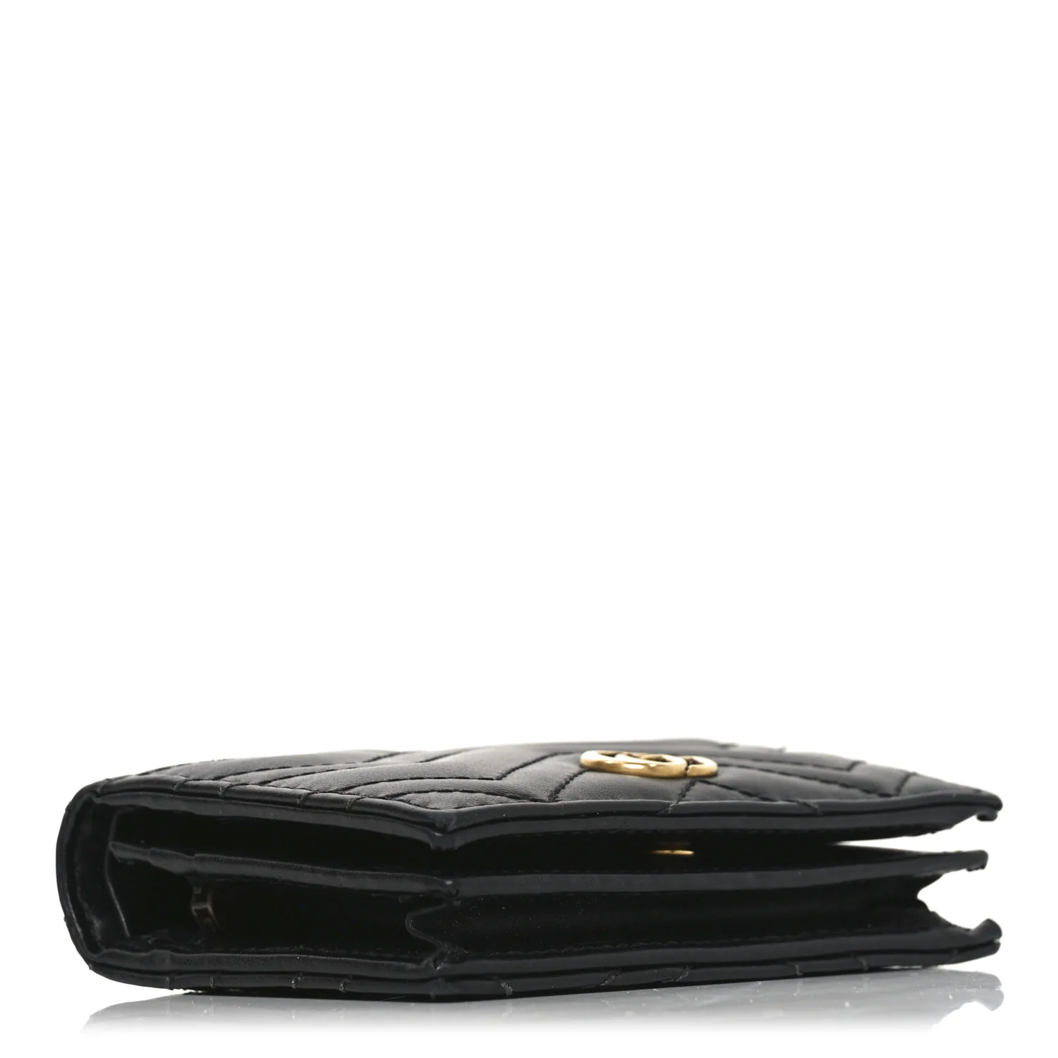 Calfskin Matelasse GG Marmont Card Case Wallet Black - Image 4
